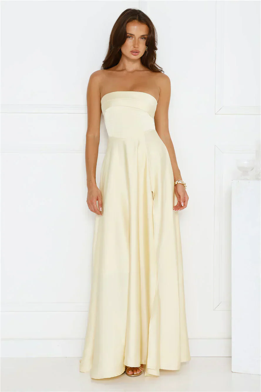 Unspoken Wishes Strapless Satin Maxi Dress