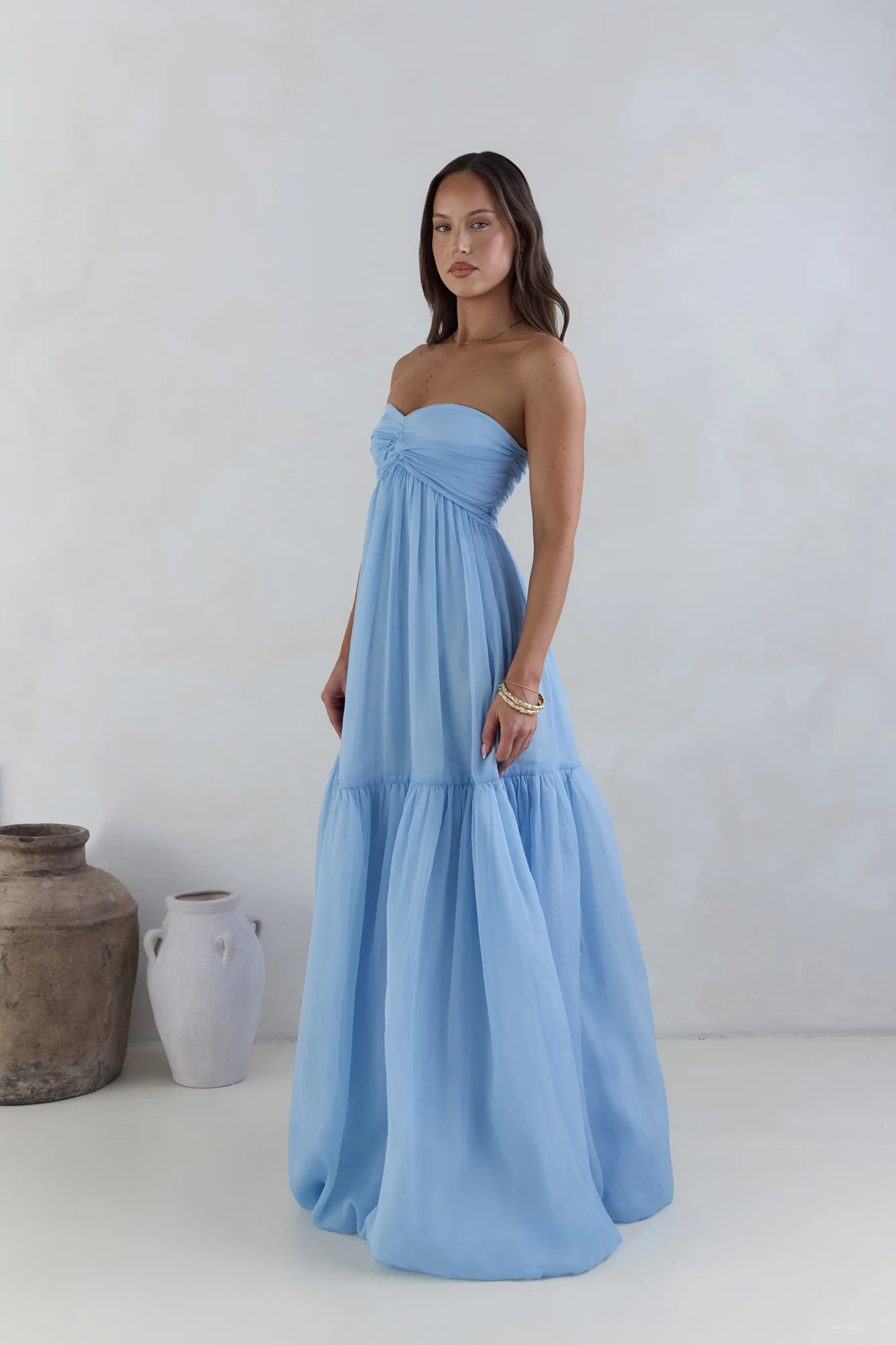 Unforgettable Style Strapless Maxi Dress Blue