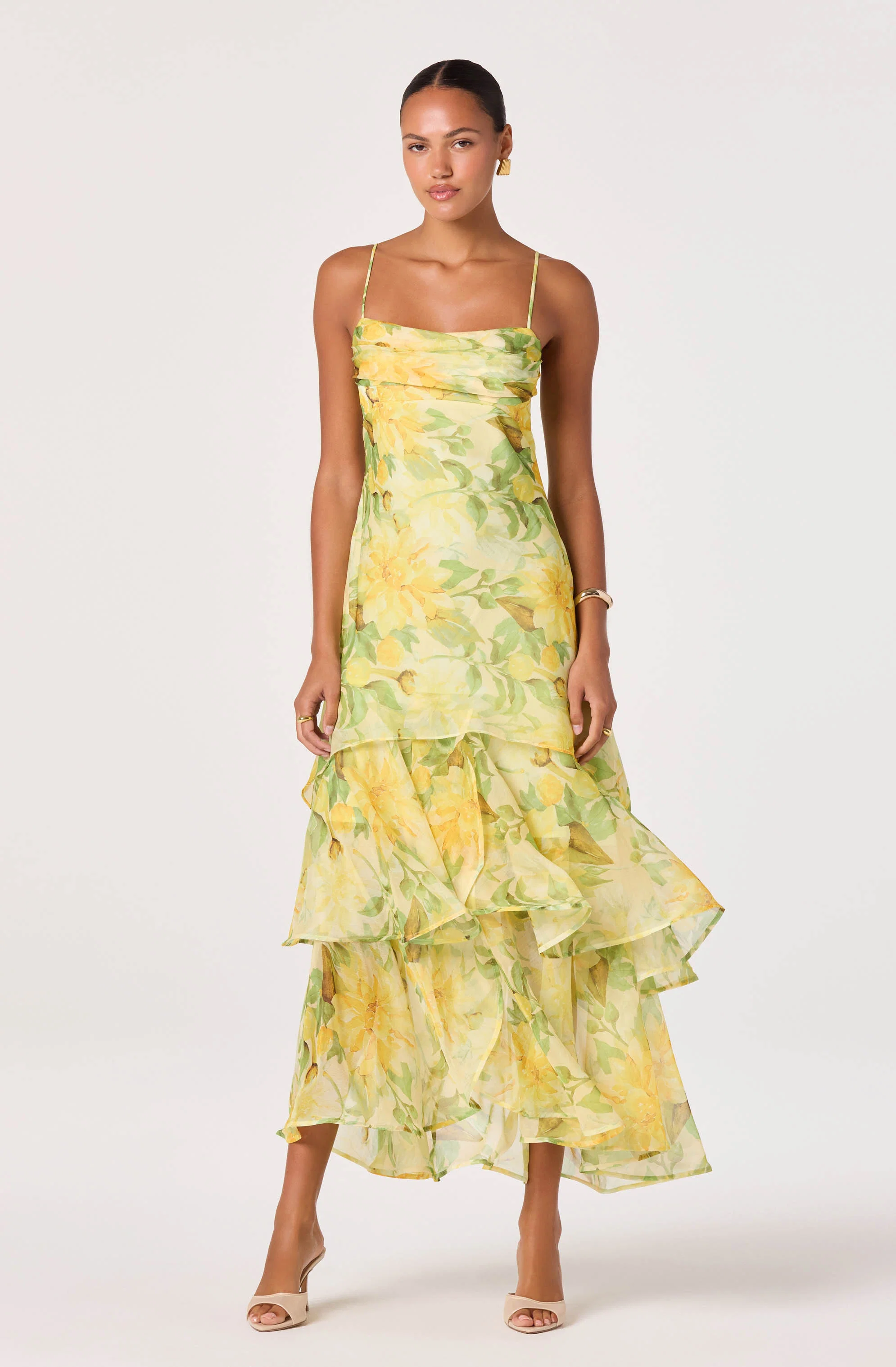 Alison Floral Tiered Drop-Waist Maxi Dress