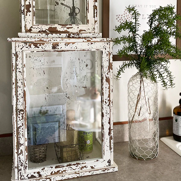 Antique Inspired Distressed Wooden Cabinets, Set of 2