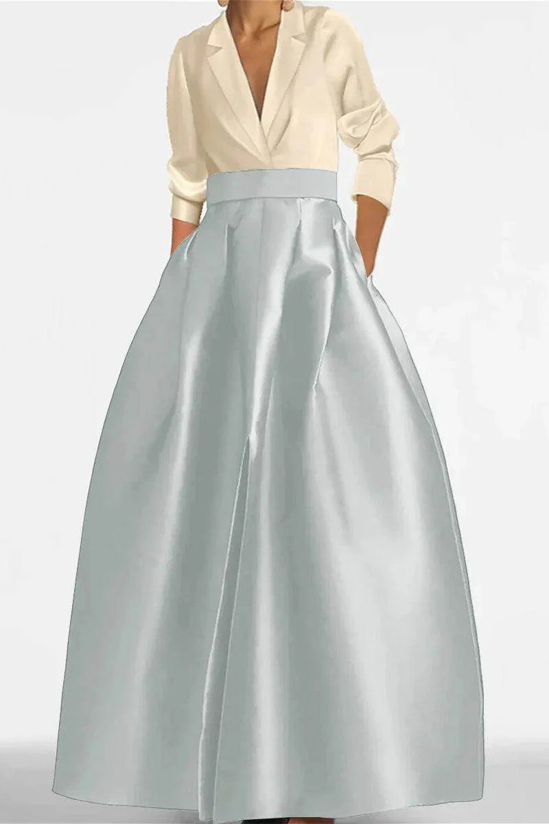 A Line Jewel Neck V-Neck Long Sleeves Mother Dresses CM0342