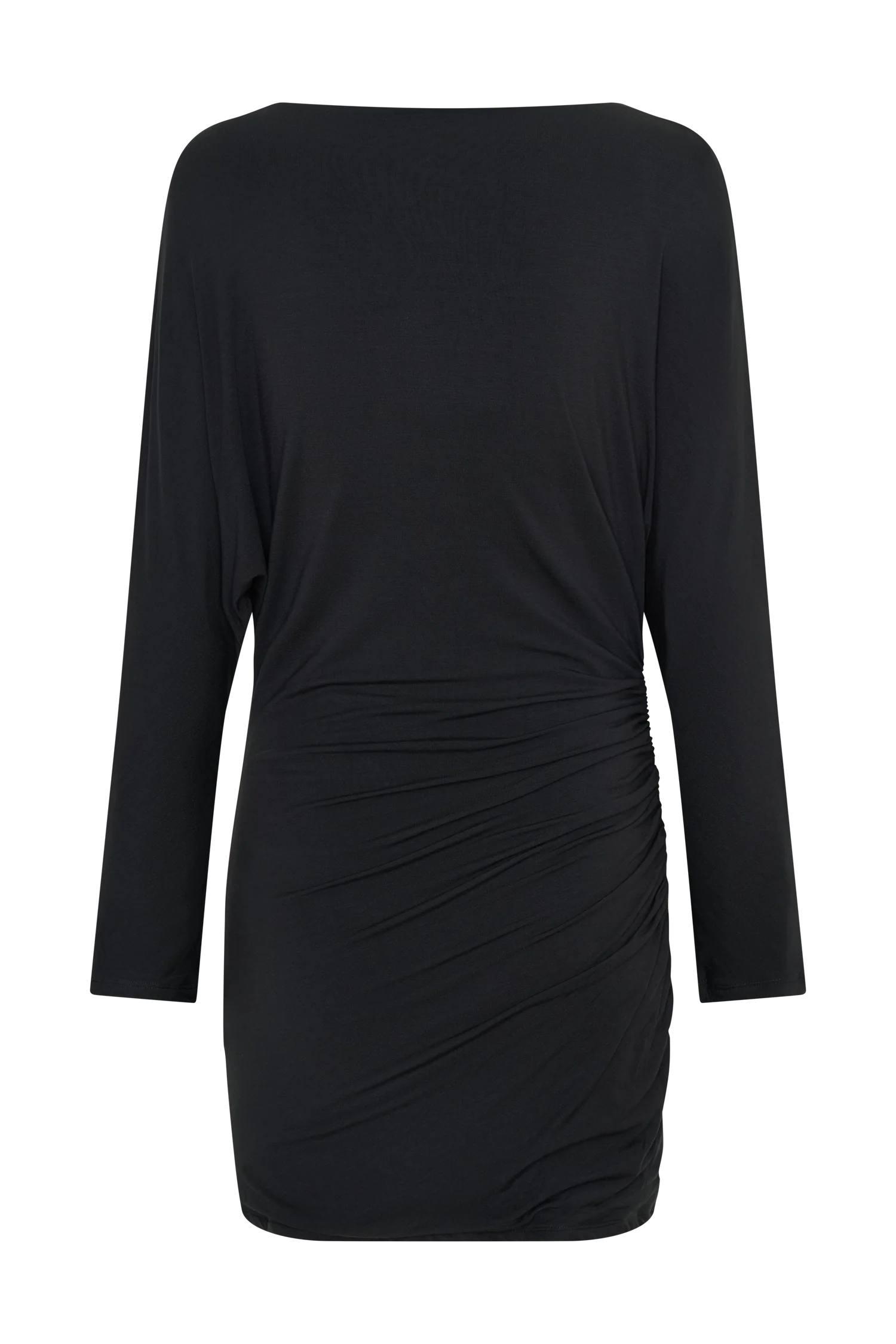 Thao Long Sleeve Gathered Mini Dress - Dark Charcoal