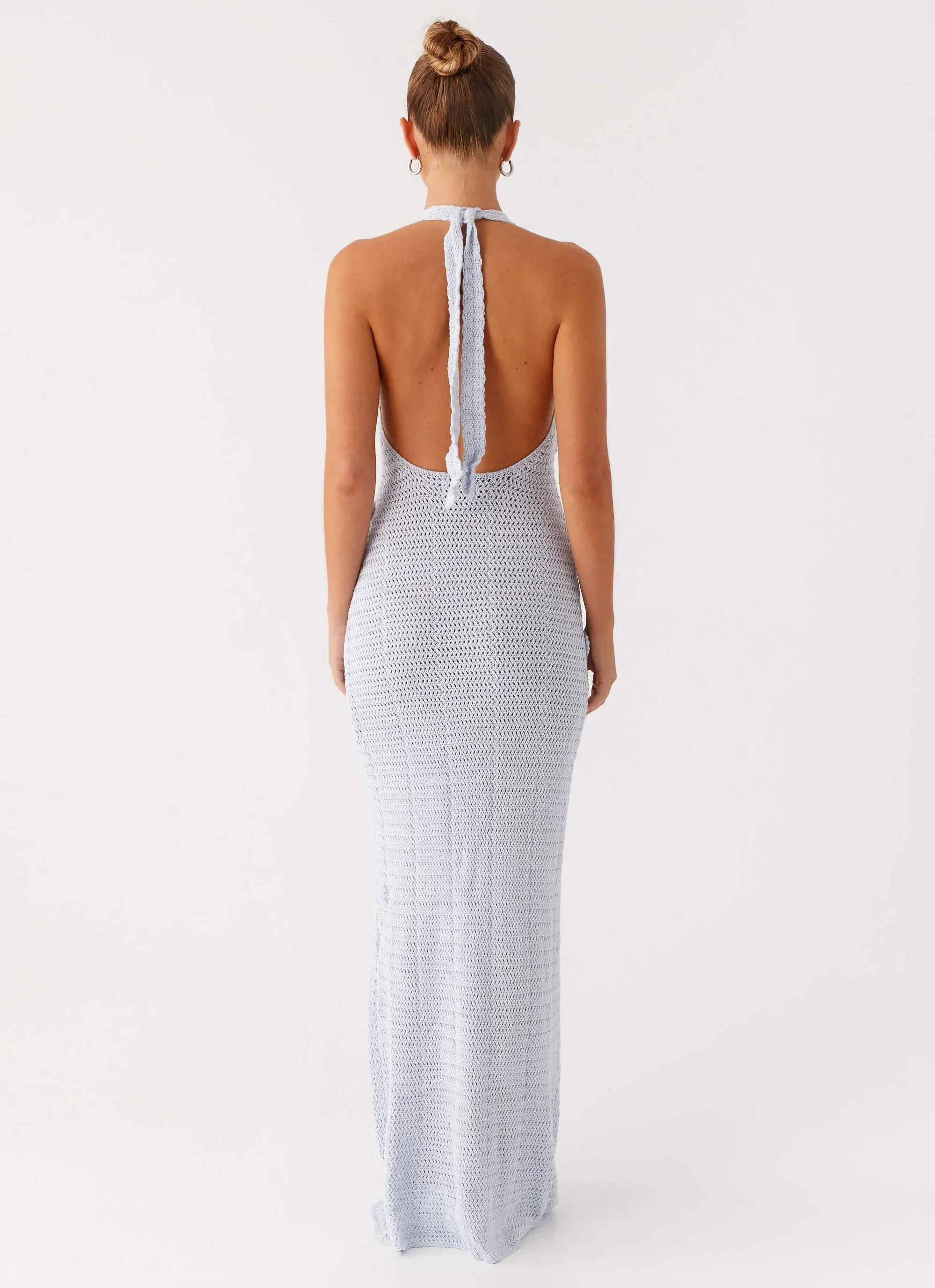 Novalee Flower Crochet Maxi Dress - Blue - luluinthesky