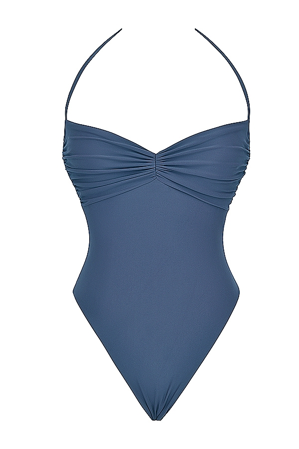 Deep Blue Gathered Swimsuit