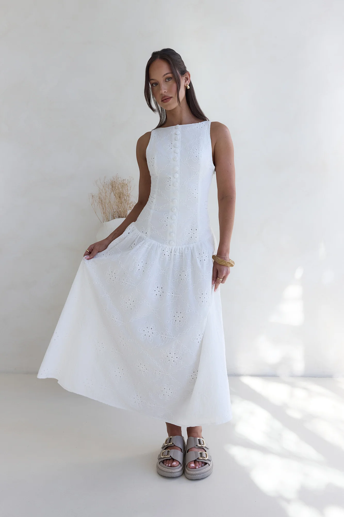Jasmine Jewel Embroidered Maxi Dress White - luluinthesky