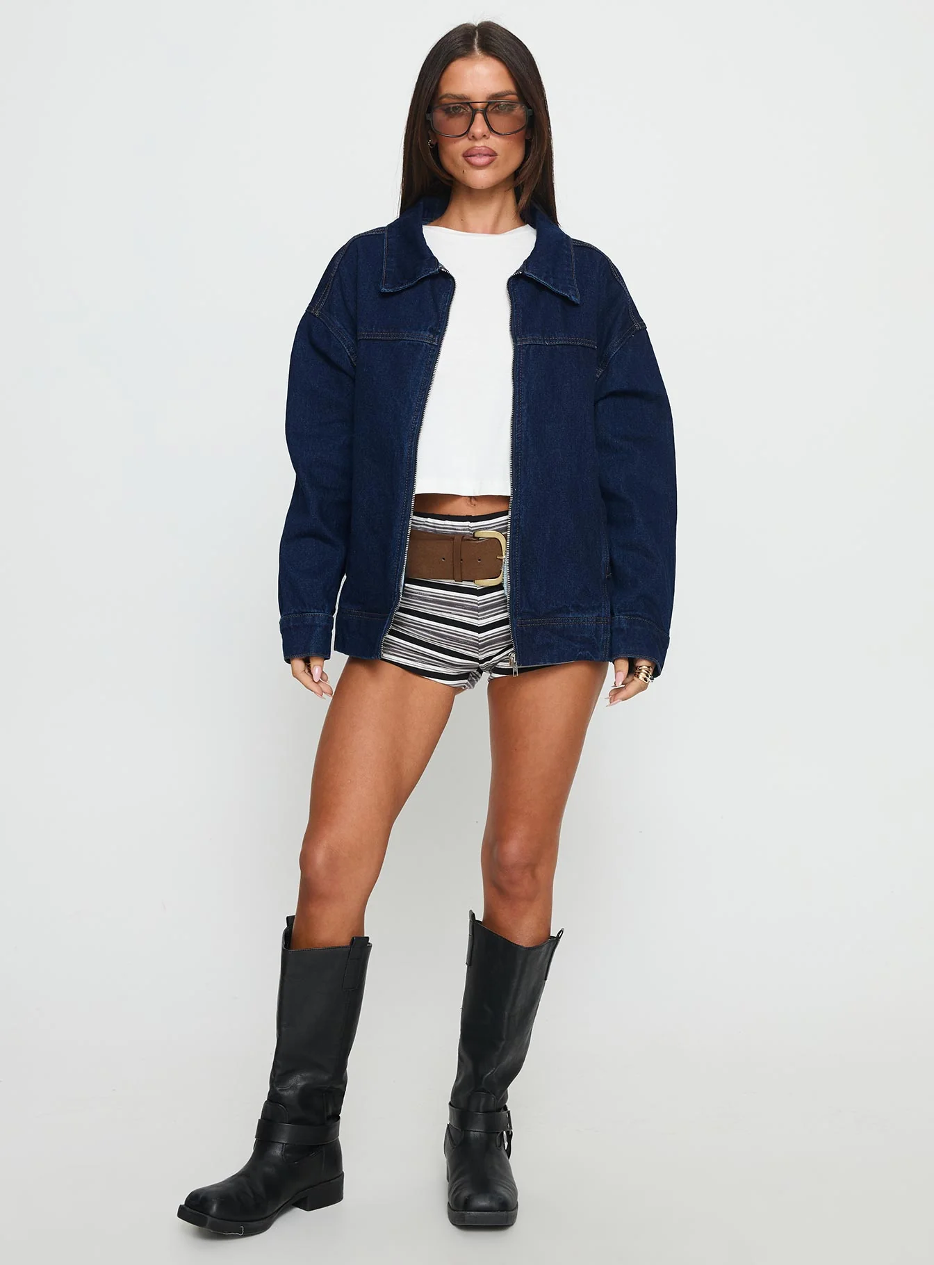 Goldsmith Denim Bomber Jacket Dark Wash