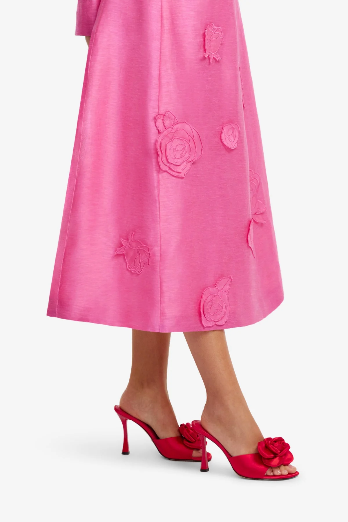 Amira Long Sleeve Petal Midi Dress - Fuchsia