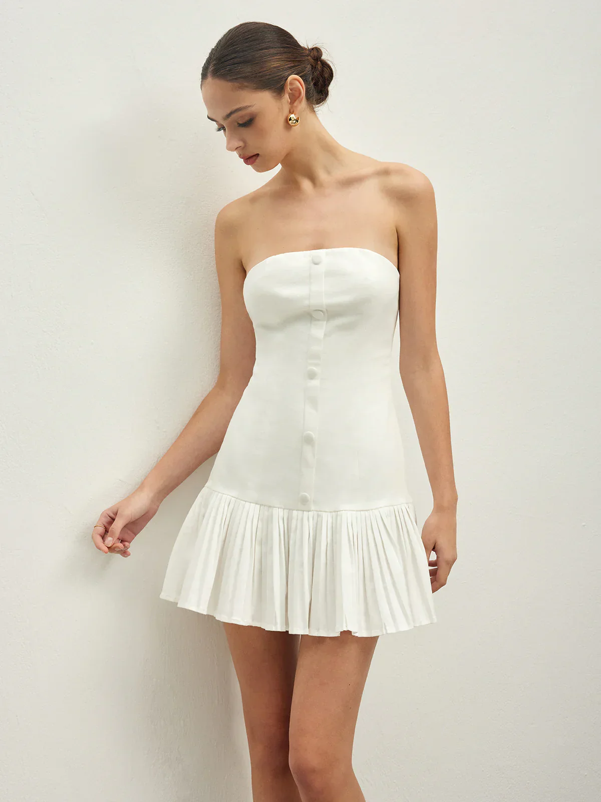 Cotton Blends Pleated Bubble Tube Dress - luluinthesky