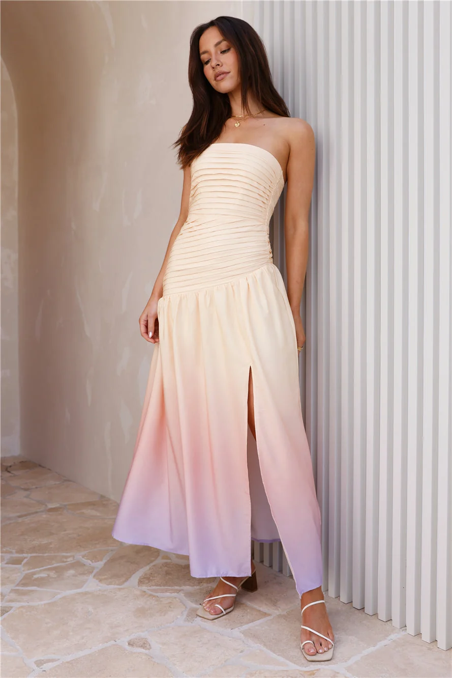 Ready For It Strapless Maxi Dress Yellow