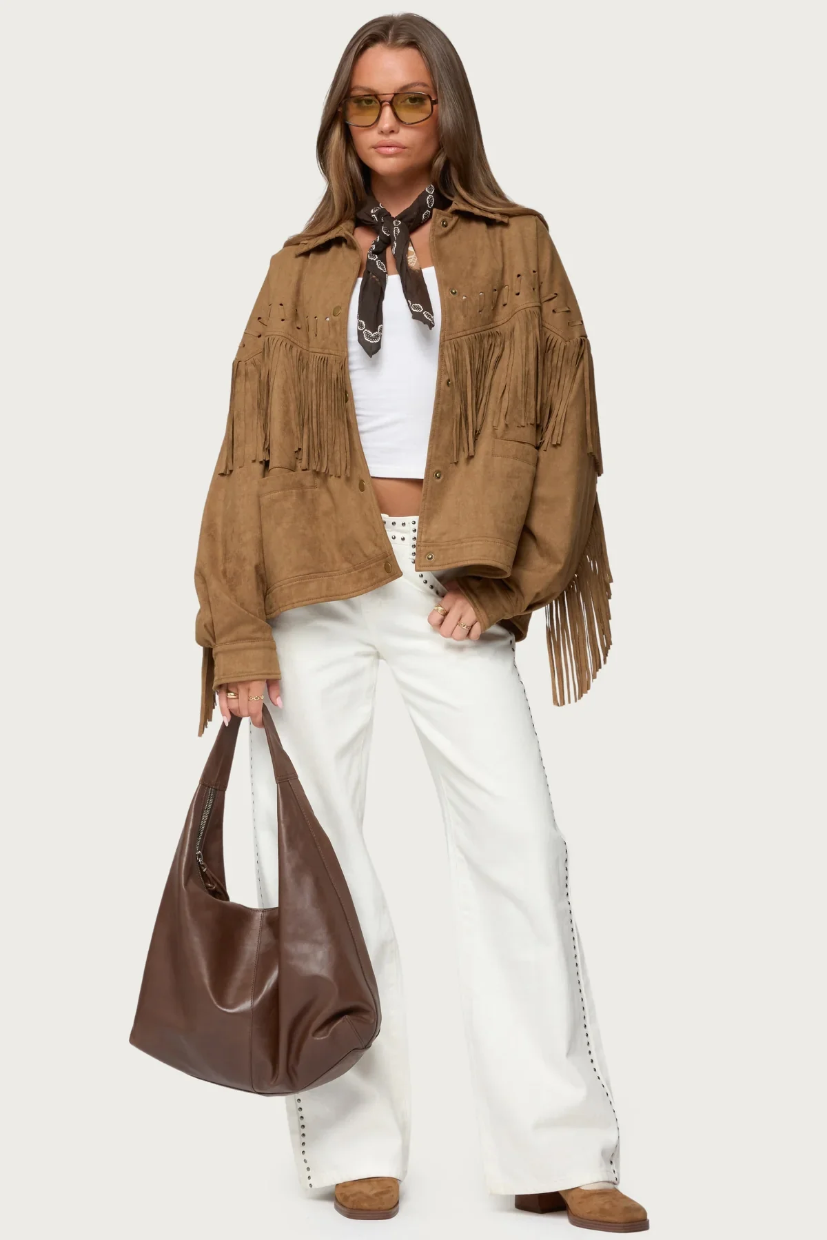 Evonka Fringe Faux Suede Jacket - luluinthesky