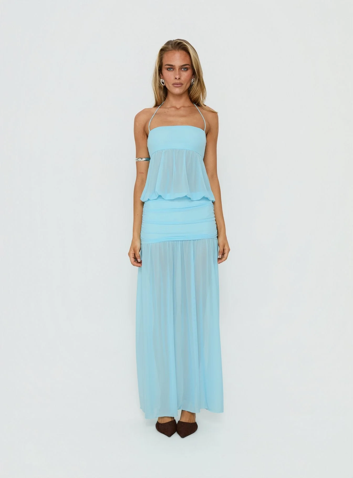 Jesemia Halter Blouson Maxi Dress Blue