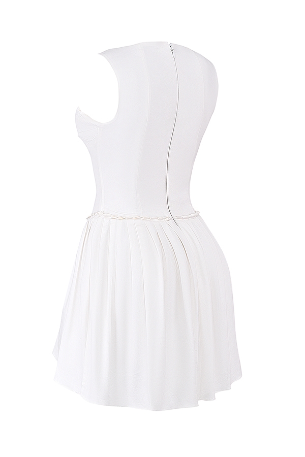 White Pleated Mini Dress