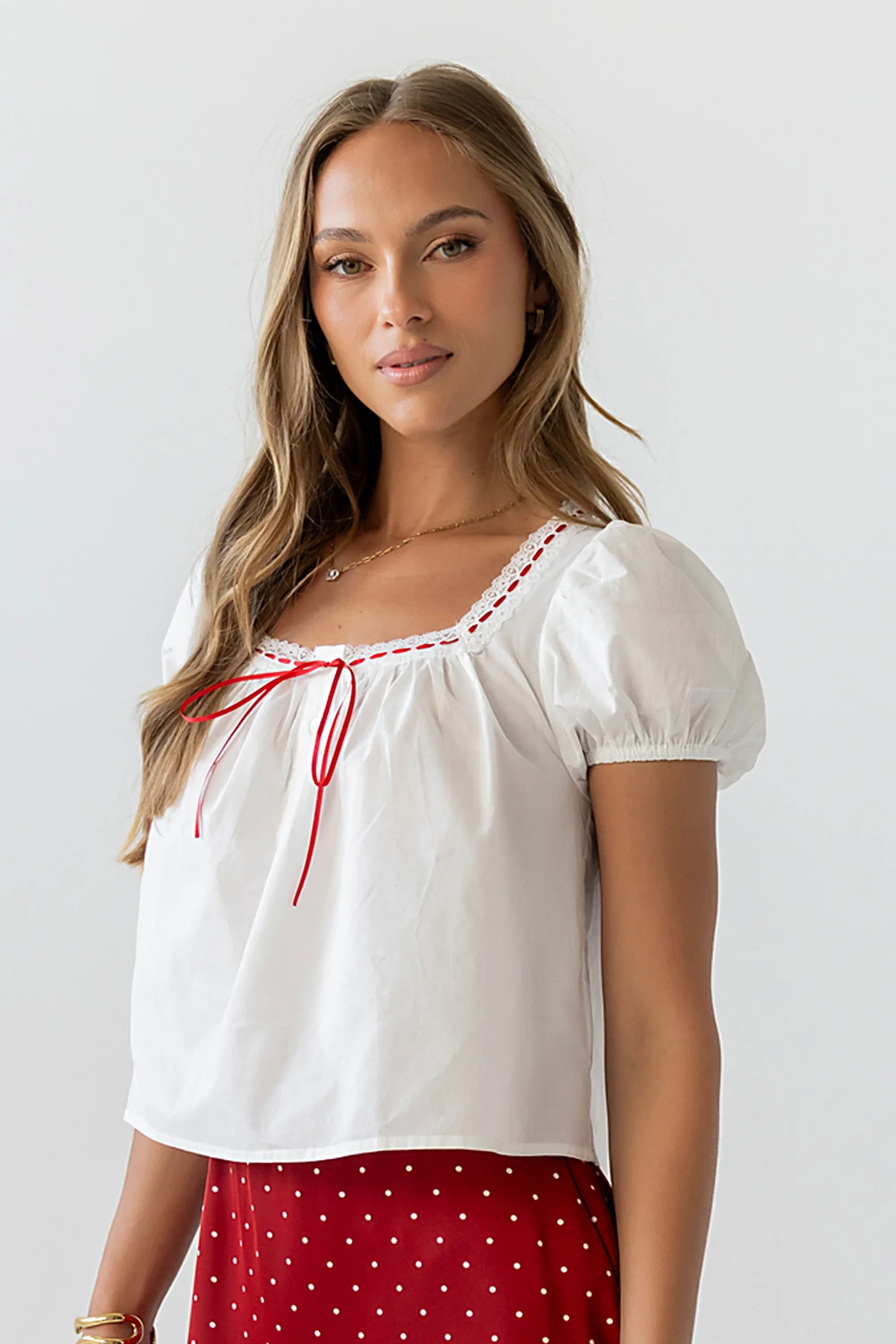 Claire Poplin Blouse in Off White