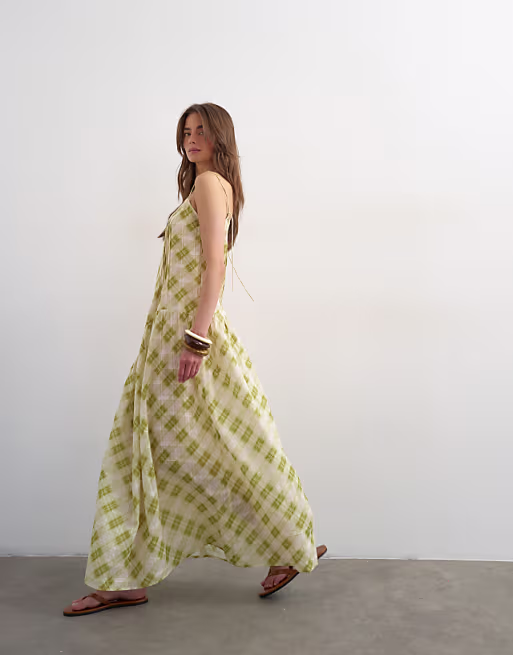 Topshop throw on maxi sundress in plaid