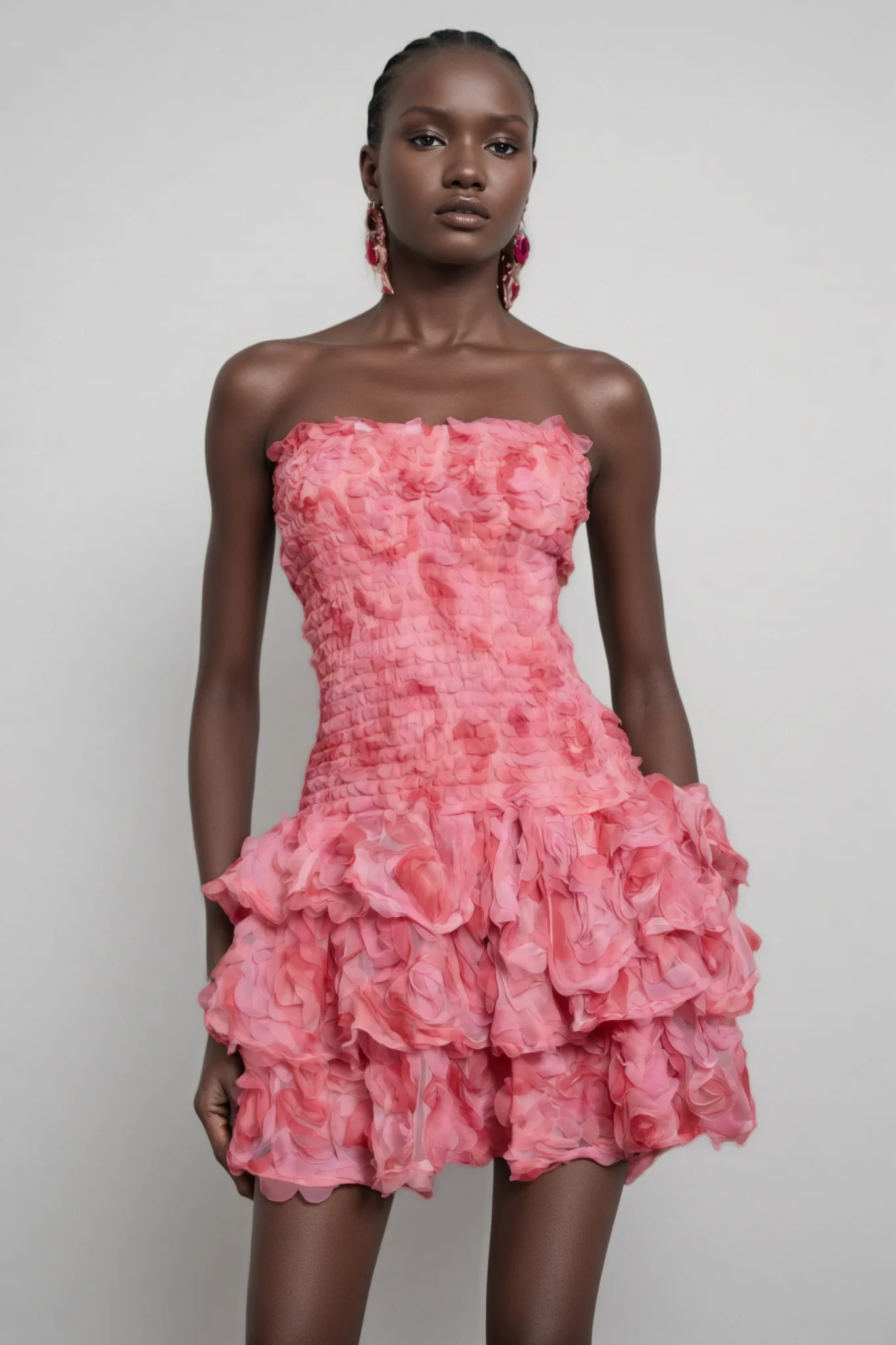 Rivenk 3D Flower Smocking Mini Dress