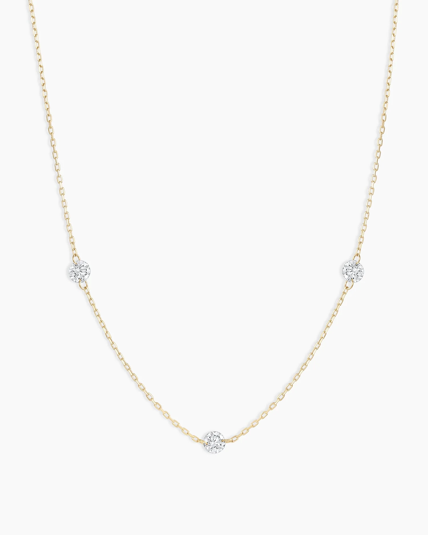18K Floating Diamond Stationary Trio Necklace