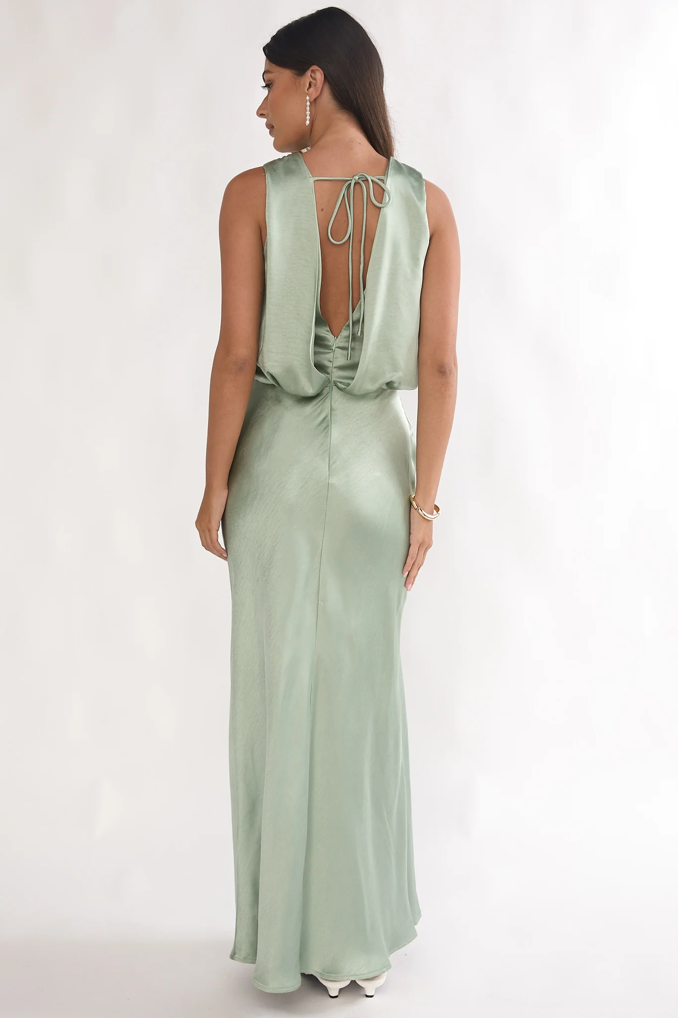 Levinia Draped Back Maxi Dress Pistachio