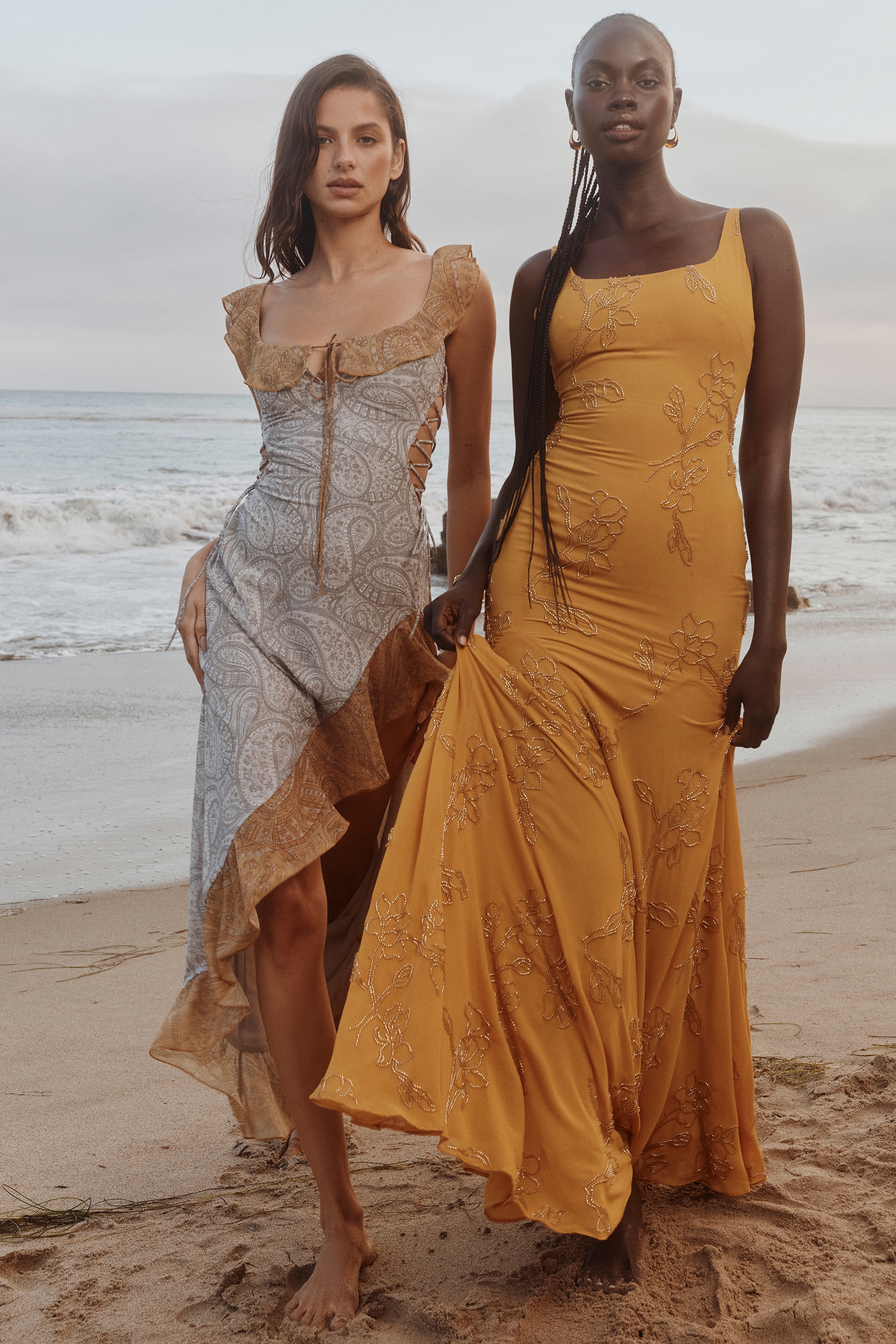 gold embellished hand beaded maxi dress