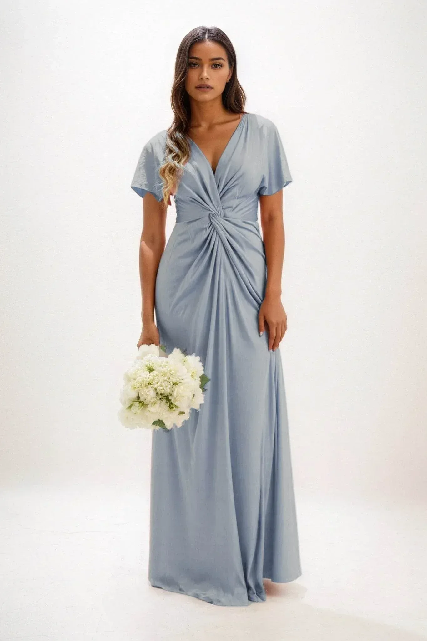 A-Line Maxi Luxe Satin Bridesmaid Dress CB0838