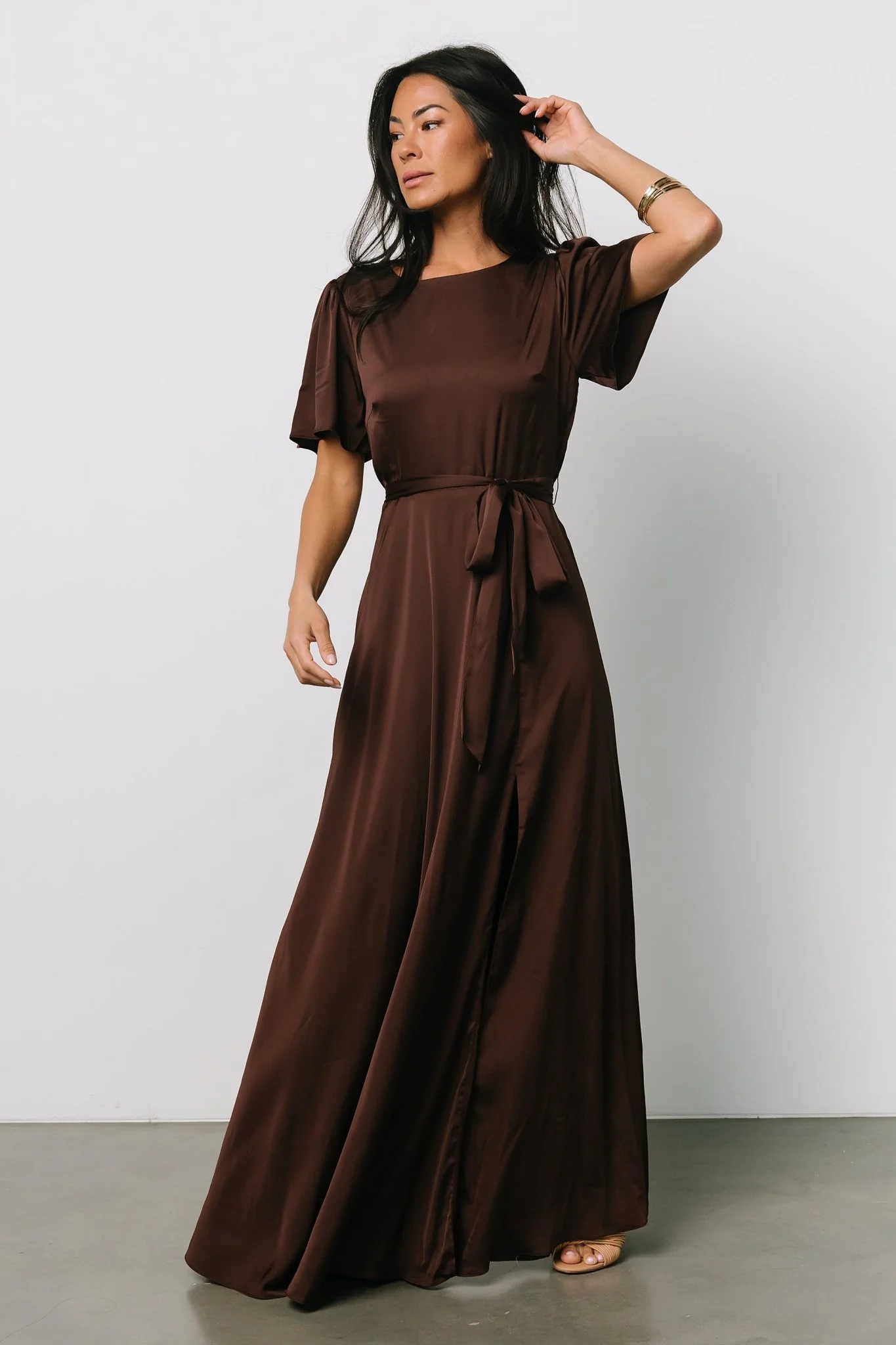 Agnes Satin Maxi Dress | Espresso - luluinthesky