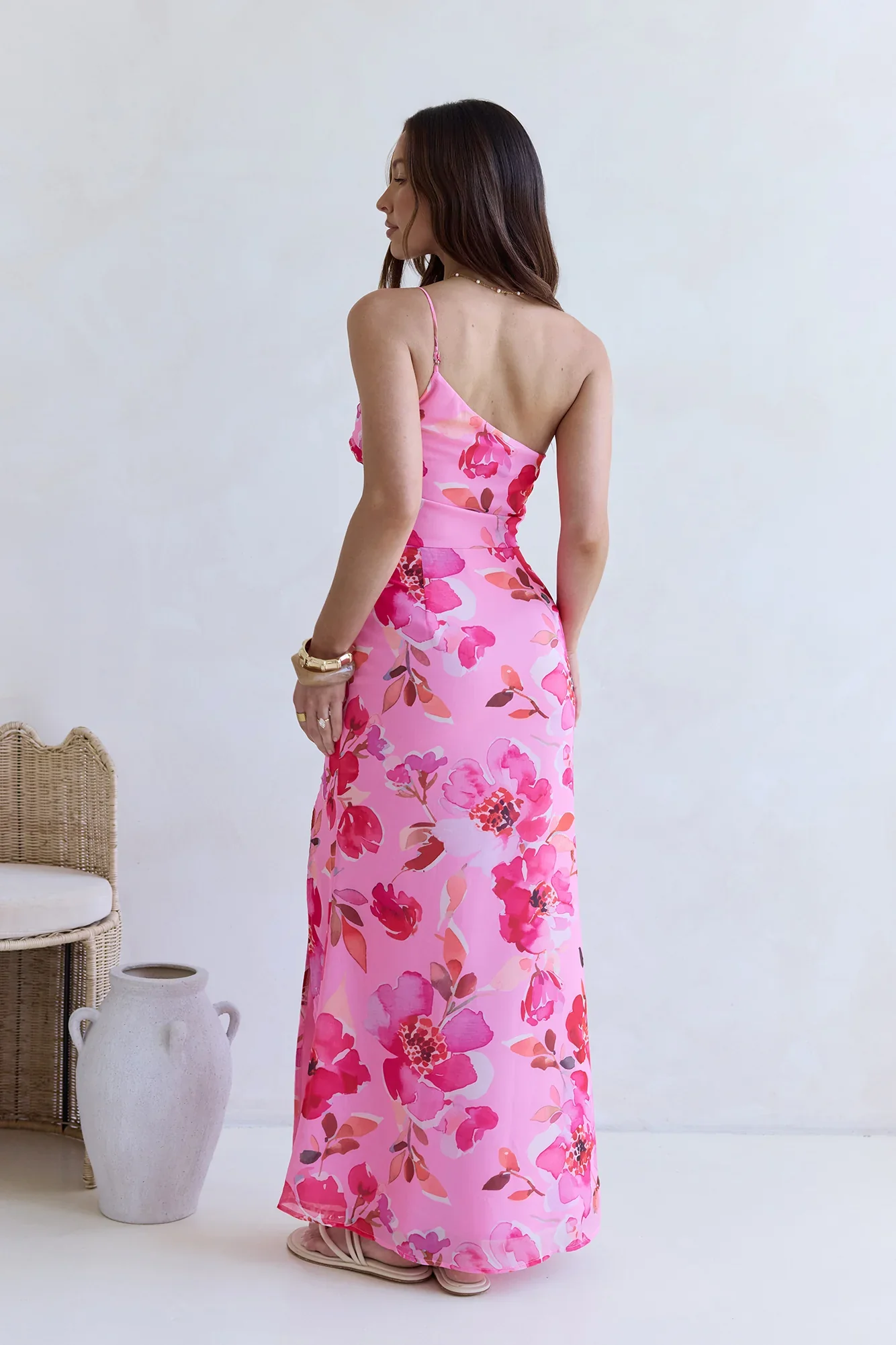 In The Mood One Shoulder Maxi Dress Pink