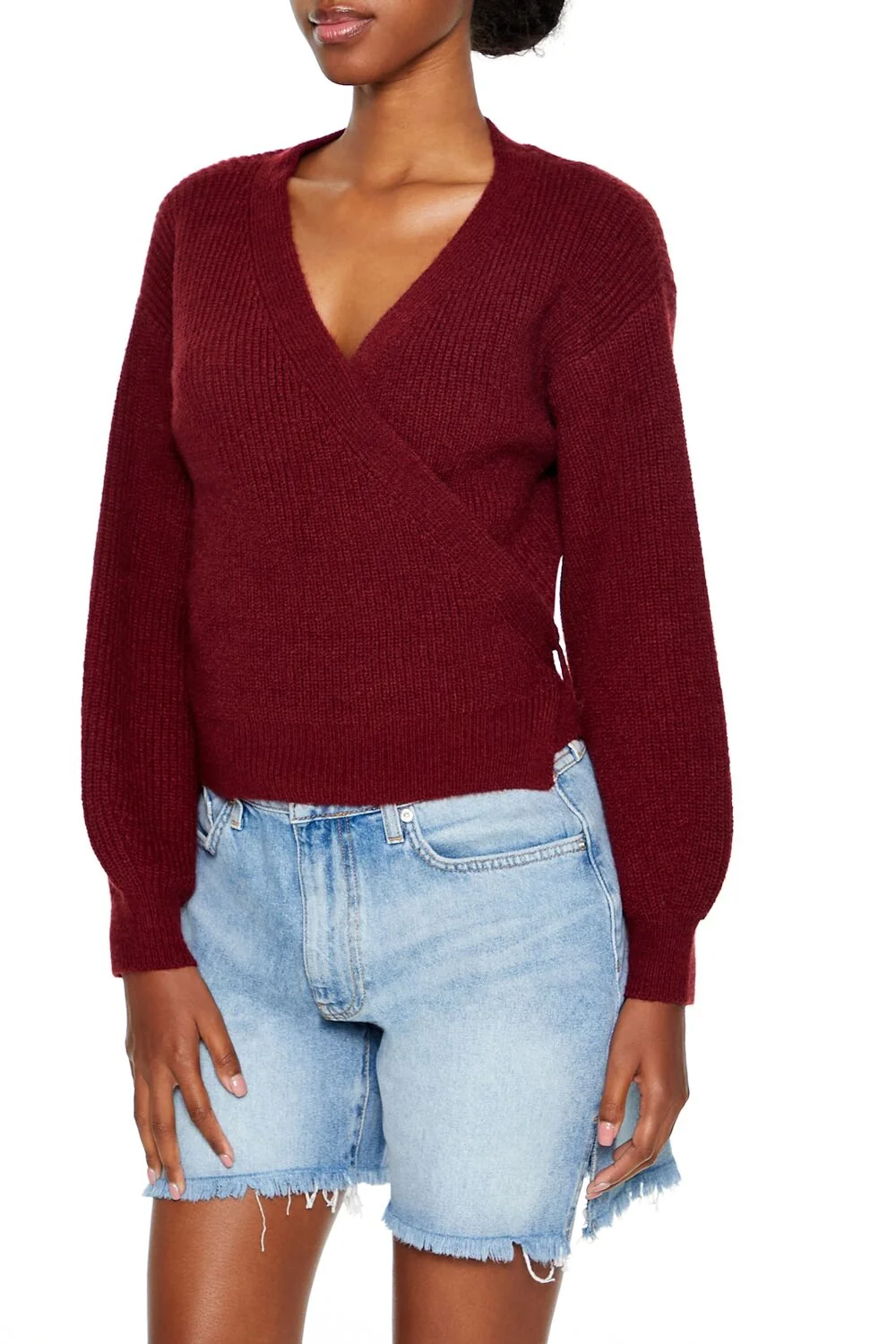 Drop-Sleeve Wrap Sweater