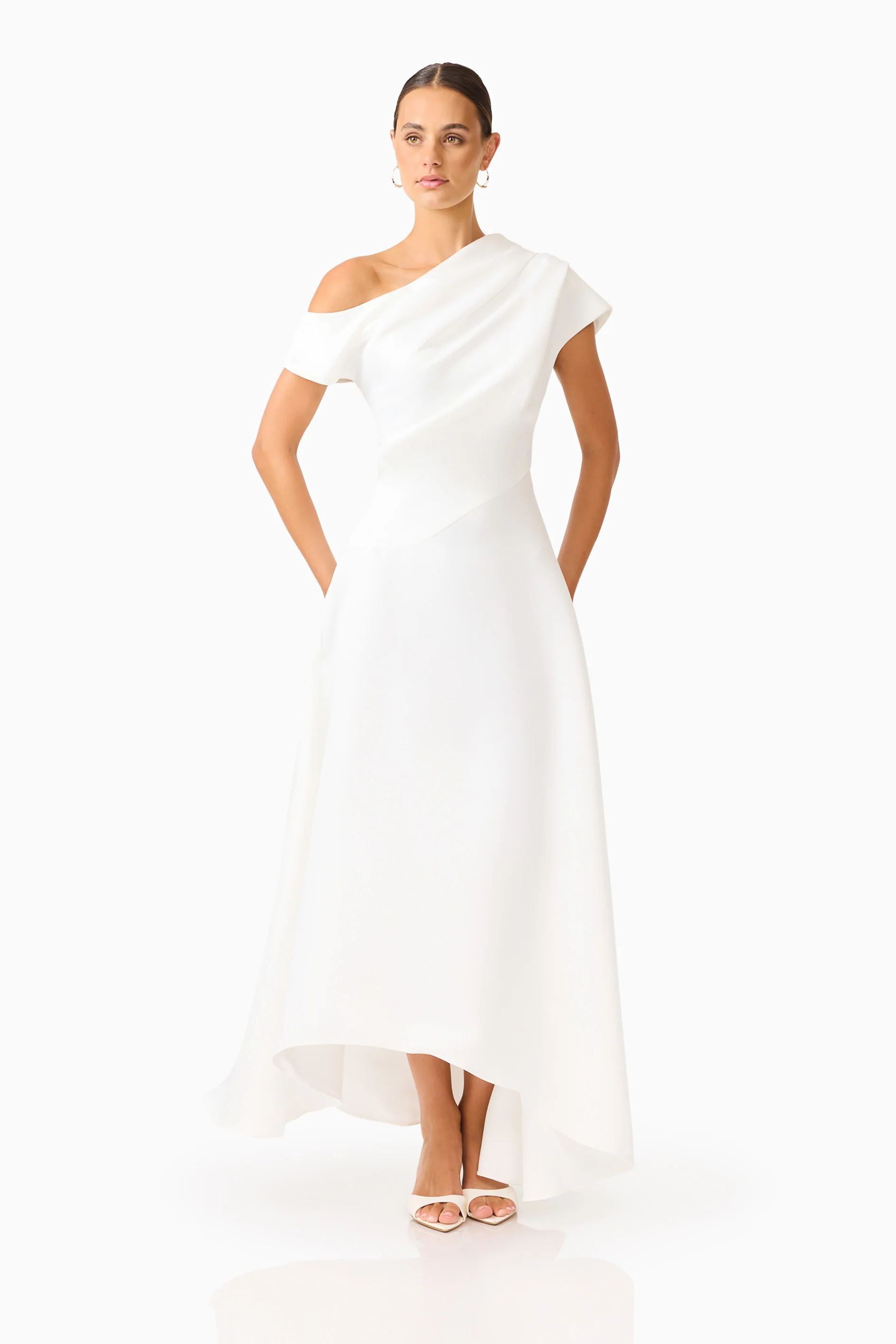 Marissa One Shoulder Gown in White