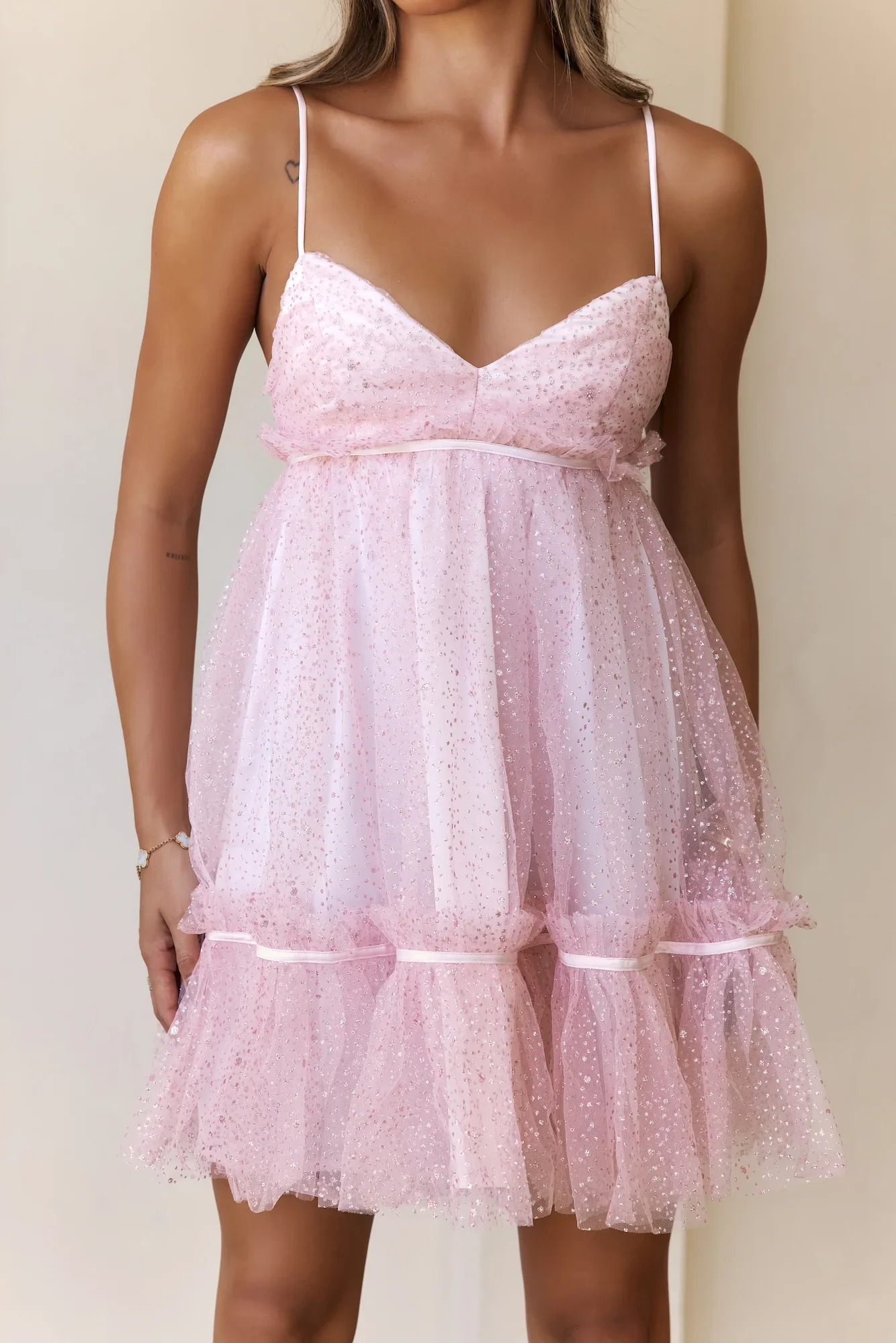 Luxe Enchantment Glitter Mini Dress Pink