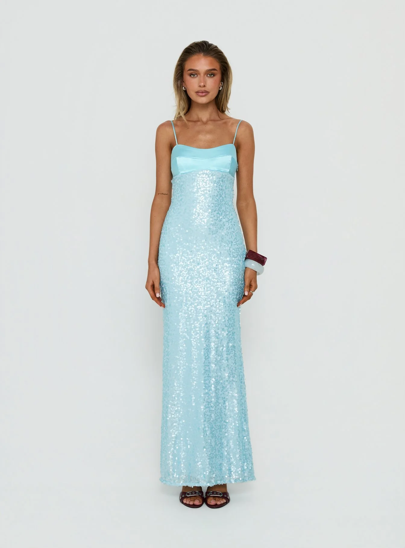 Every Lifetime Sequin Maxi Dress Baby Blue