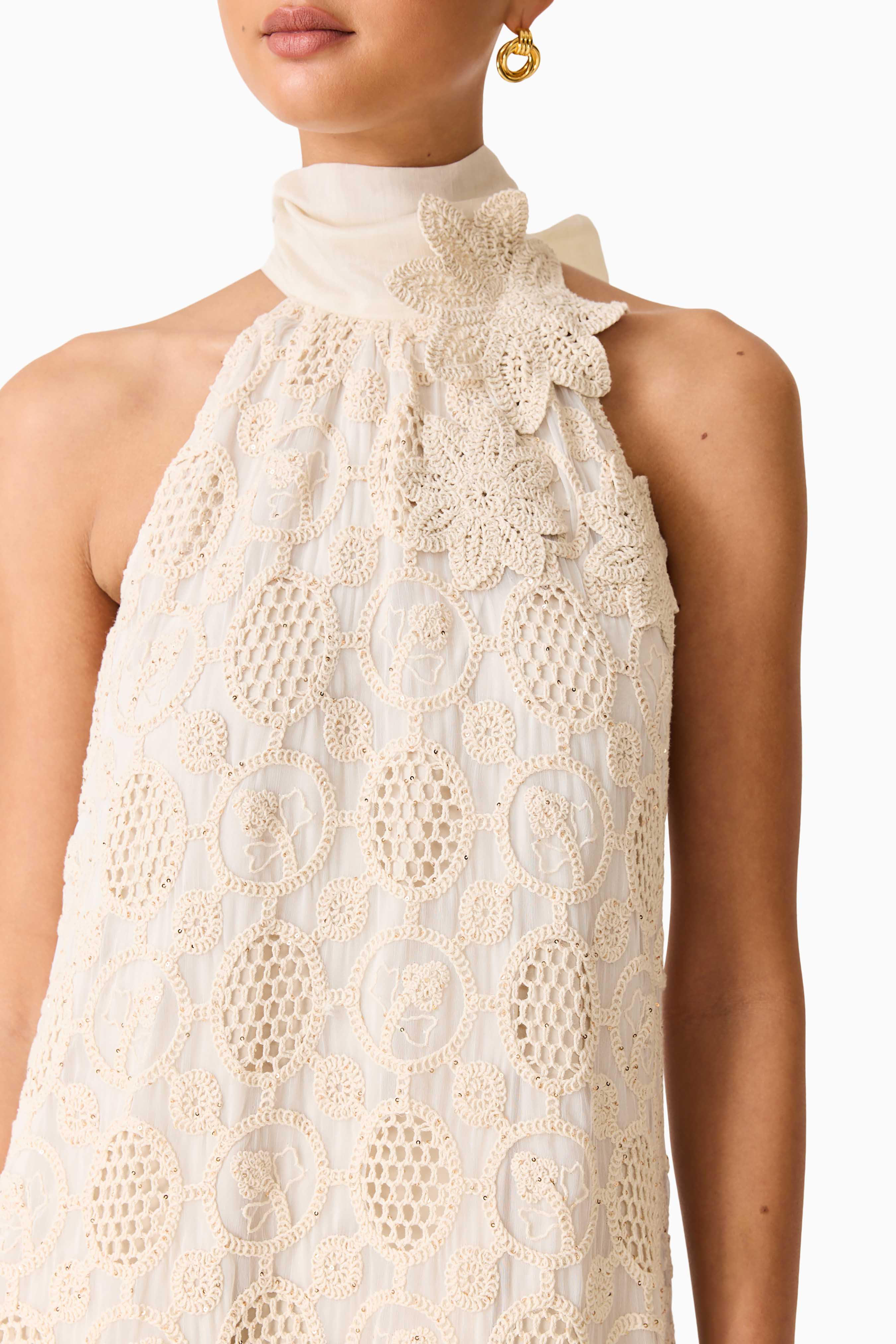 Vessia Halter Neck Maxi Dress in Cream