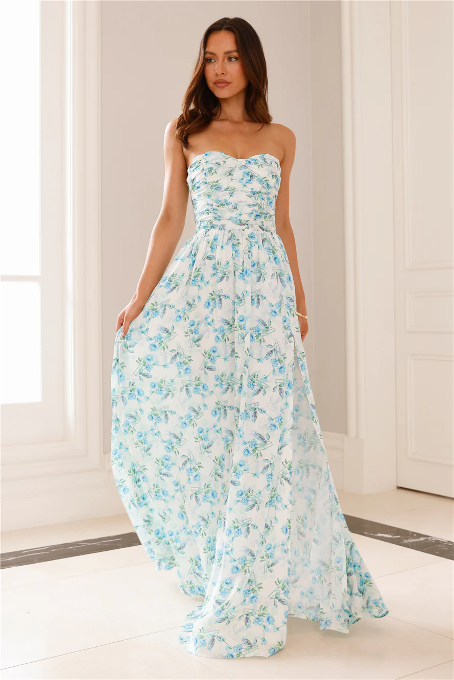 Dainty Events Strapless Maxi Dress Blue