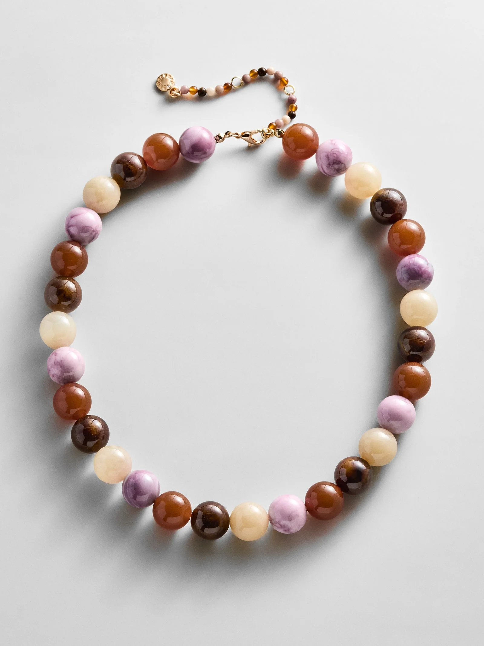 Mini Jane Beaded Necklace - Brown Multi Bead