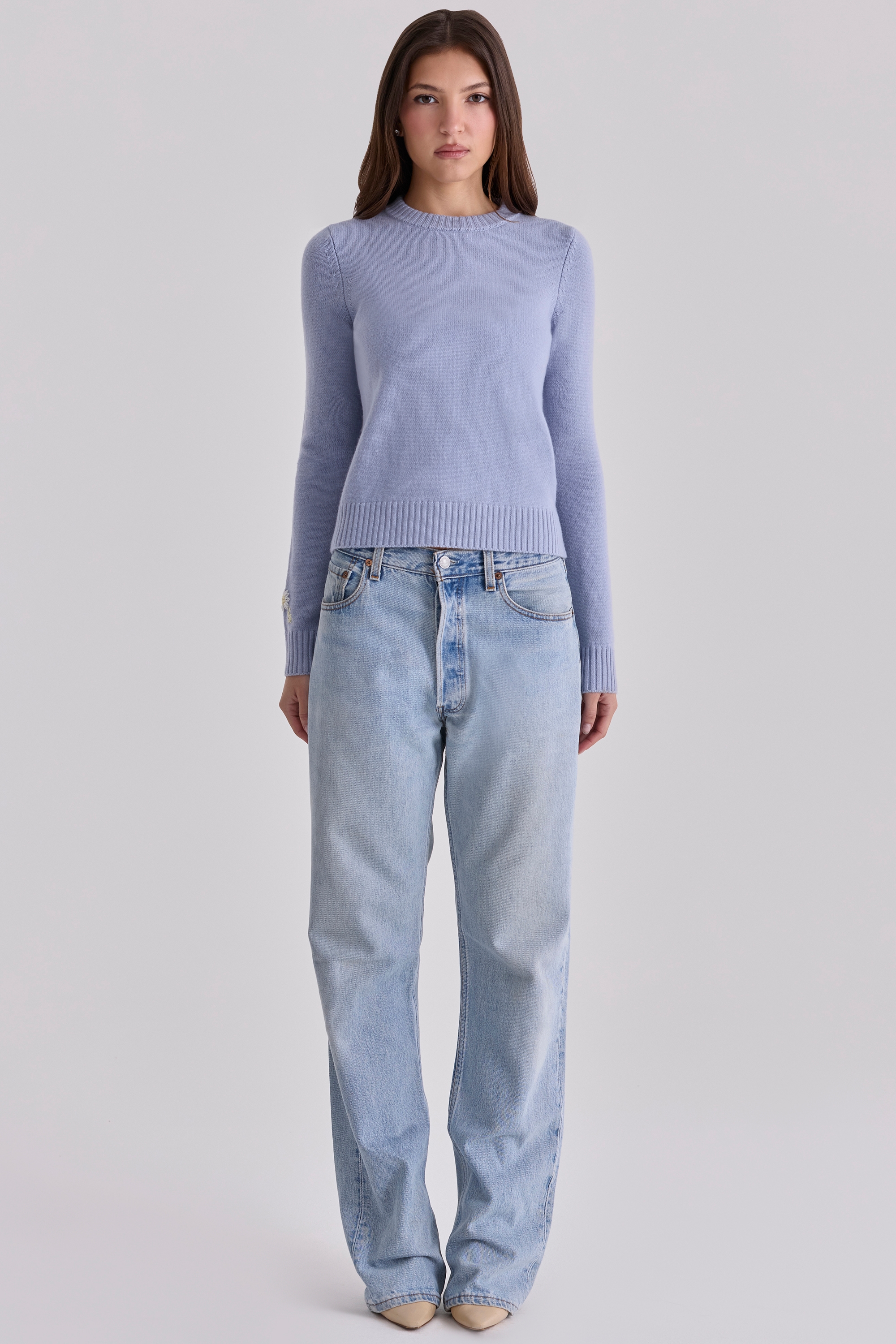 Bluebell Merino Wool + Cashmere Crew Neck Sweater
