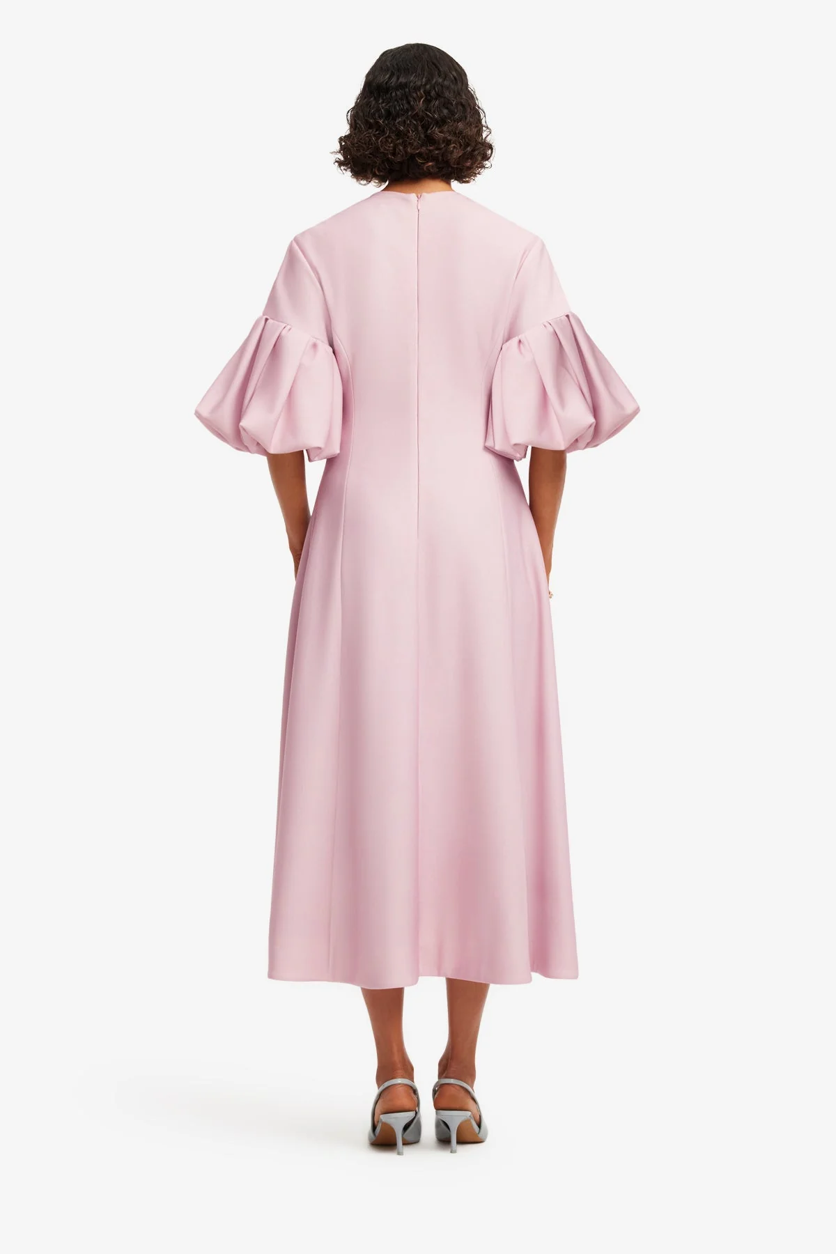 Everly Midi Dress - Bouquet Print in Pastel Pink