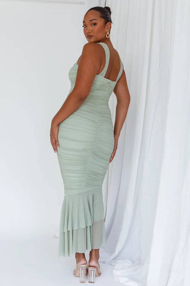 Nadia Ruched Fishtail Maxi Dress