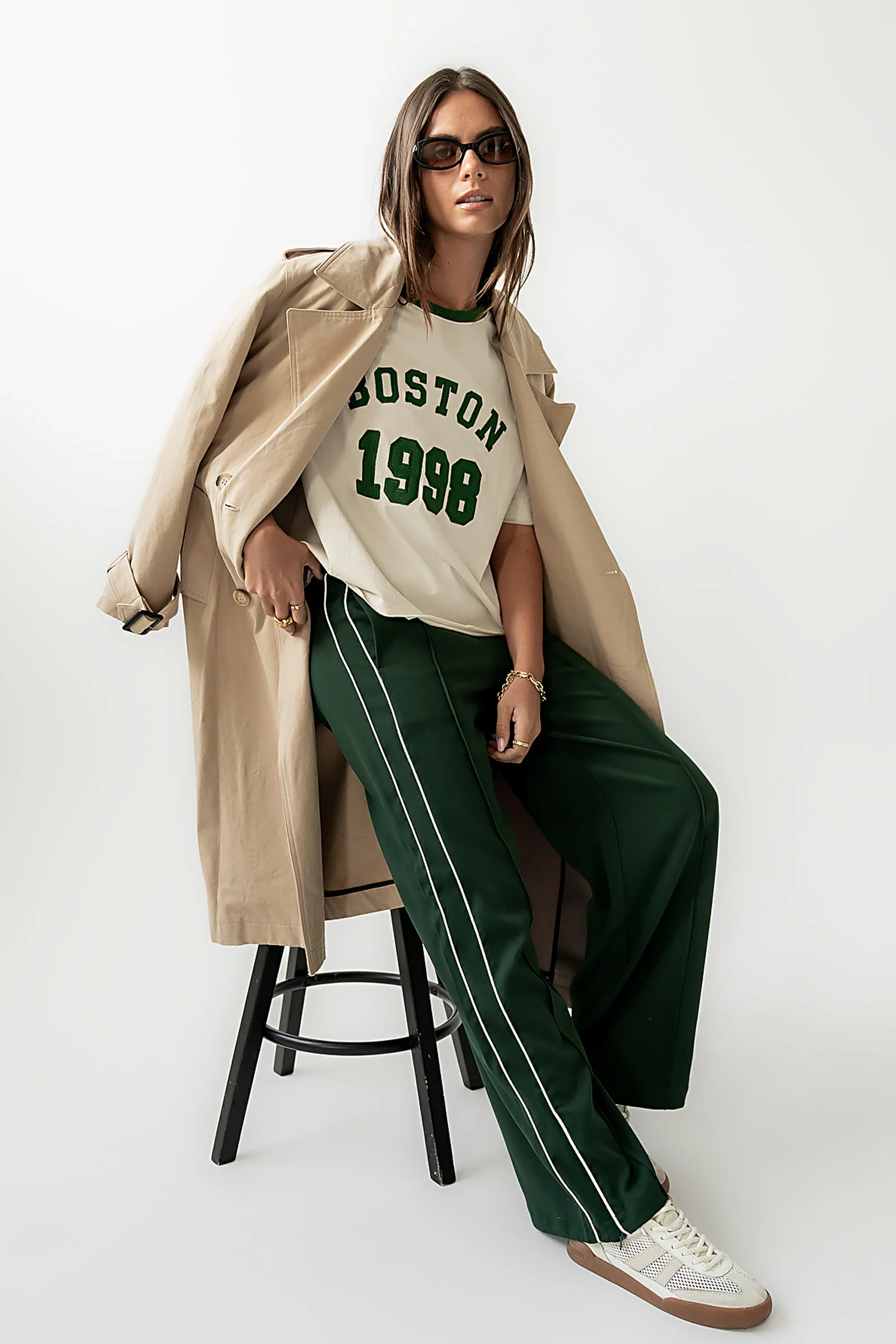 Boston Oversized Graphic Tee in Green