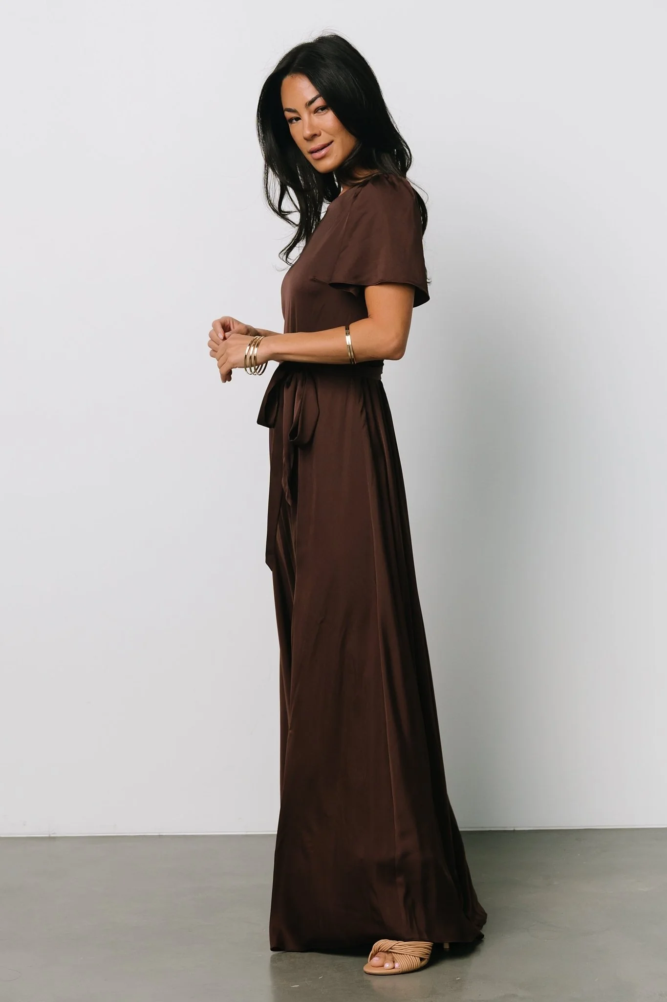 Agnes Satin Maxi Dress | Espresso - luluinthesky