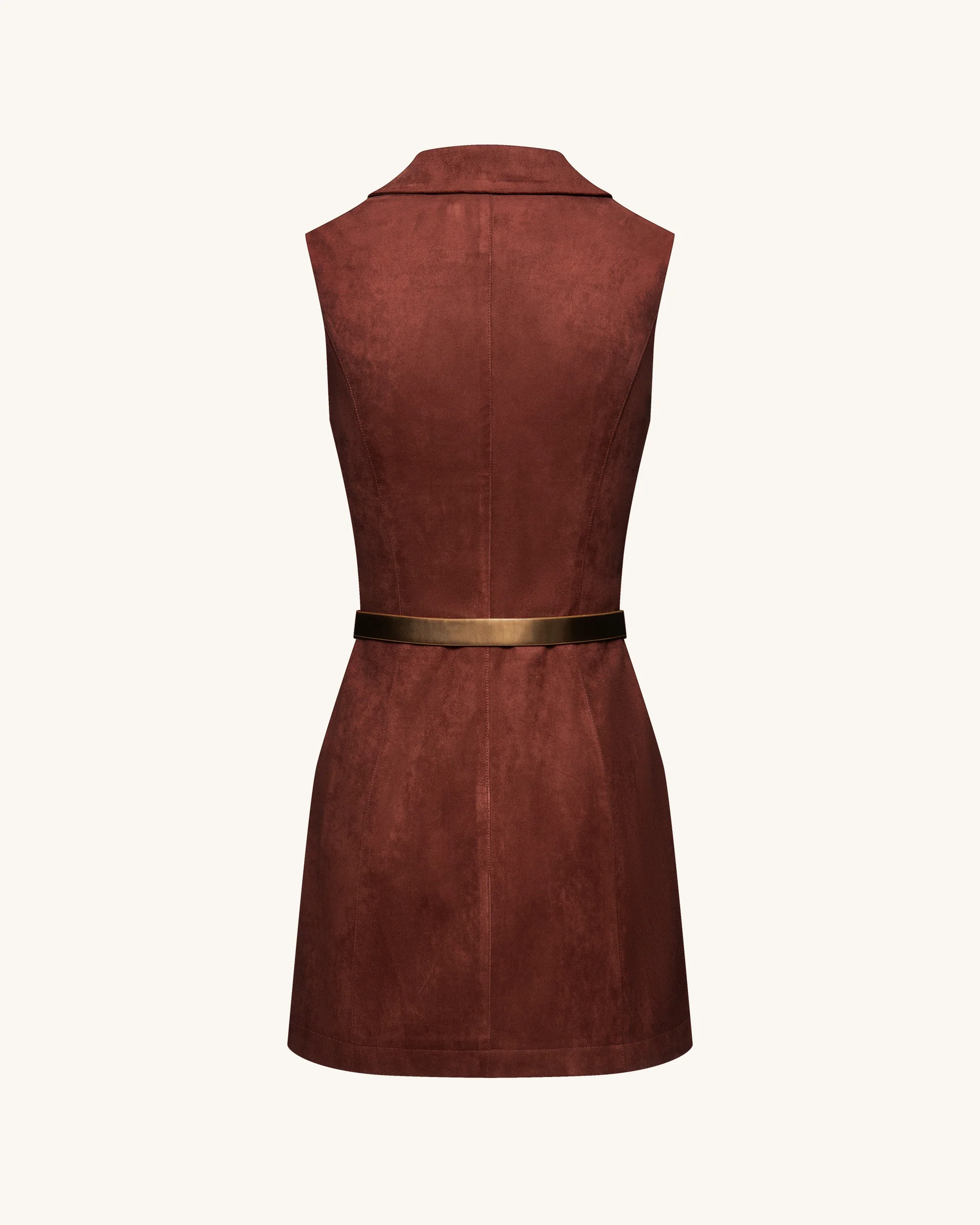 Ariana Sleeveless Suedes Mini Dress - Burgundy - FASHION NOB