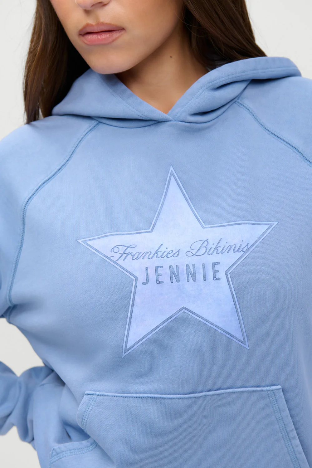 x JENNIE Jane Cropped Terry Hoodie - Jennie Blue