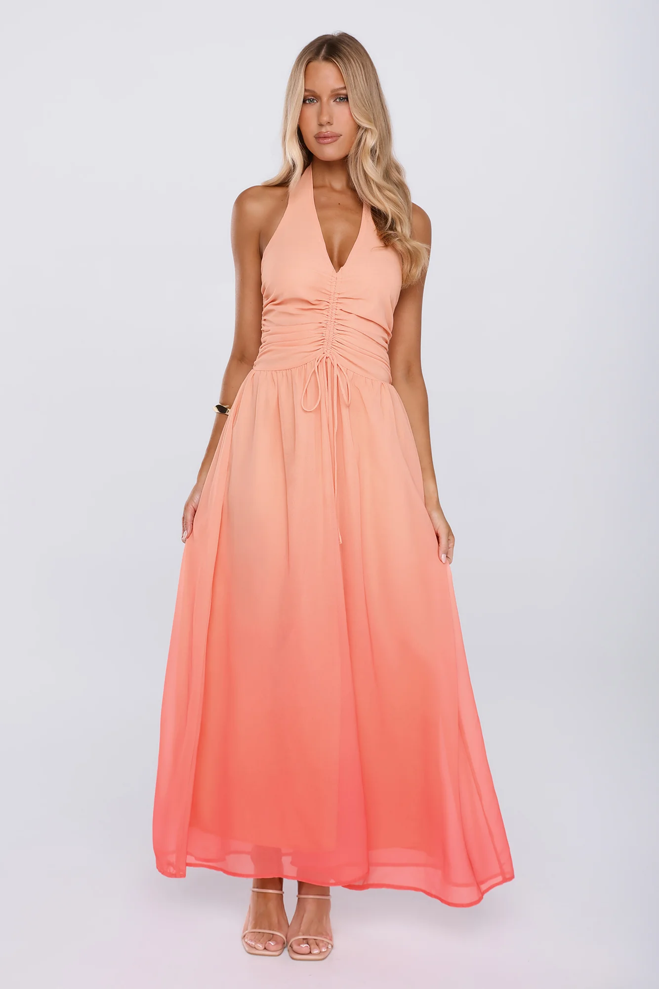 Always Invited Halter Maxi Dress Orange