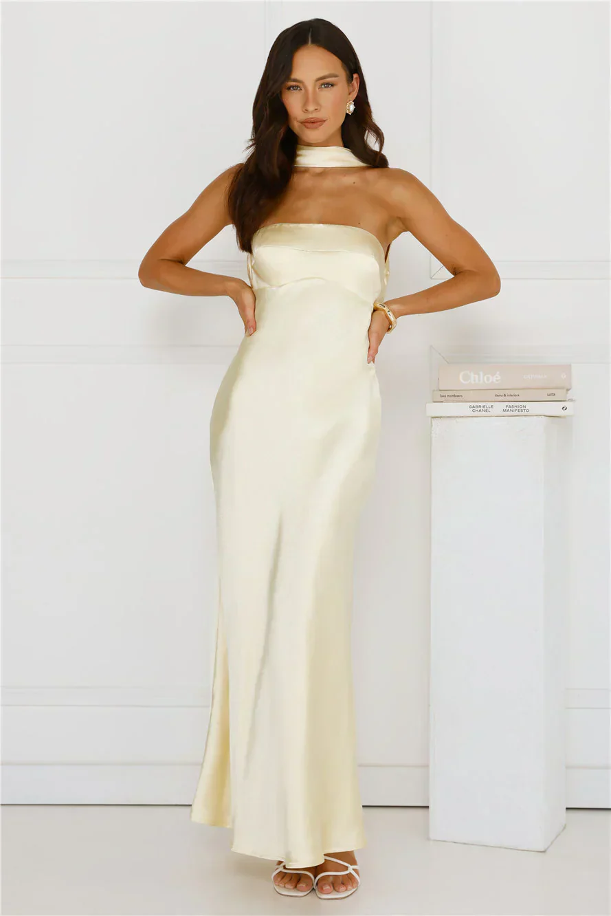 Precious Pearl Satin Maxi Dress