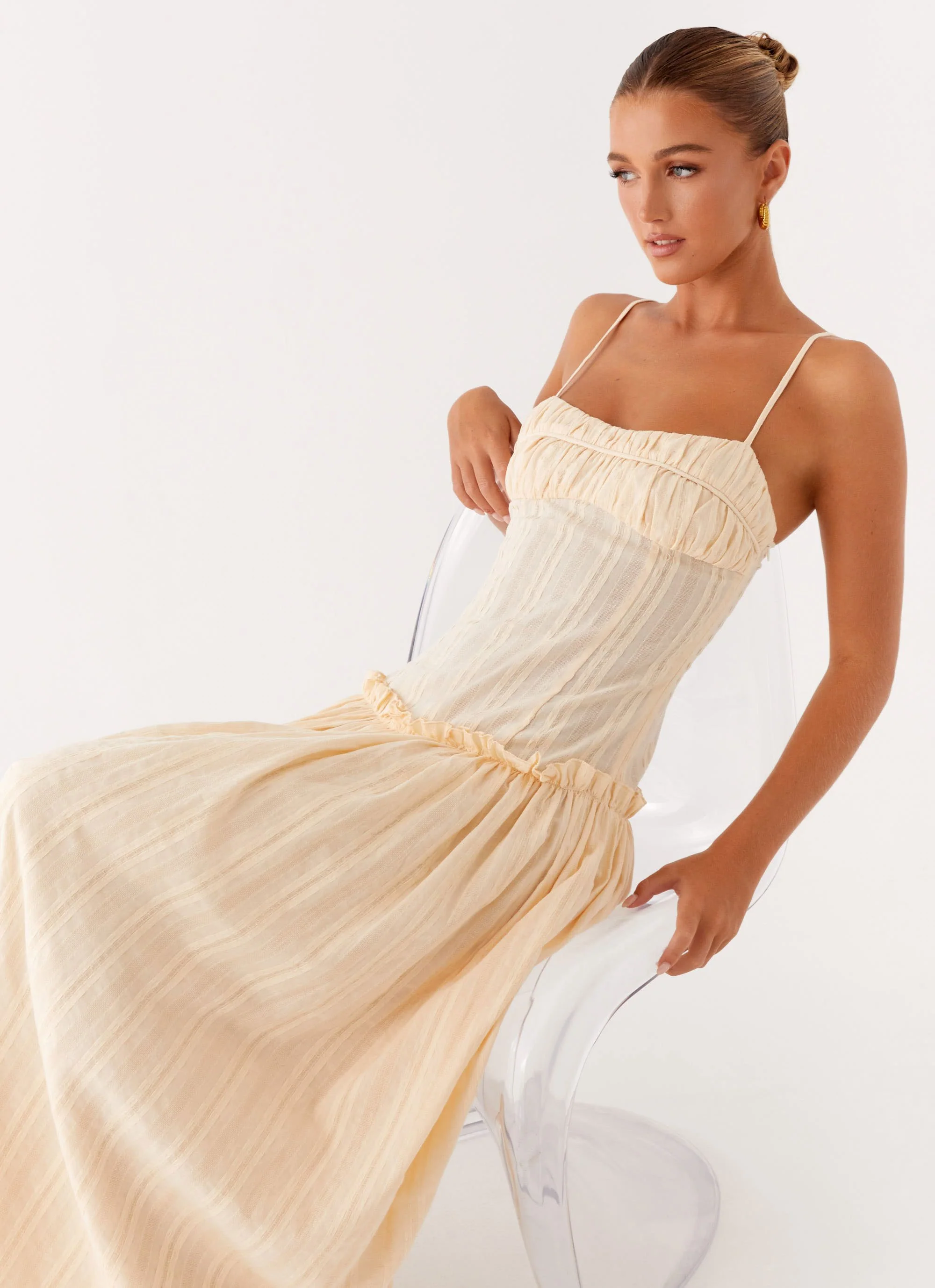 Jacinda Drop Waist Maxi Dress - Cream