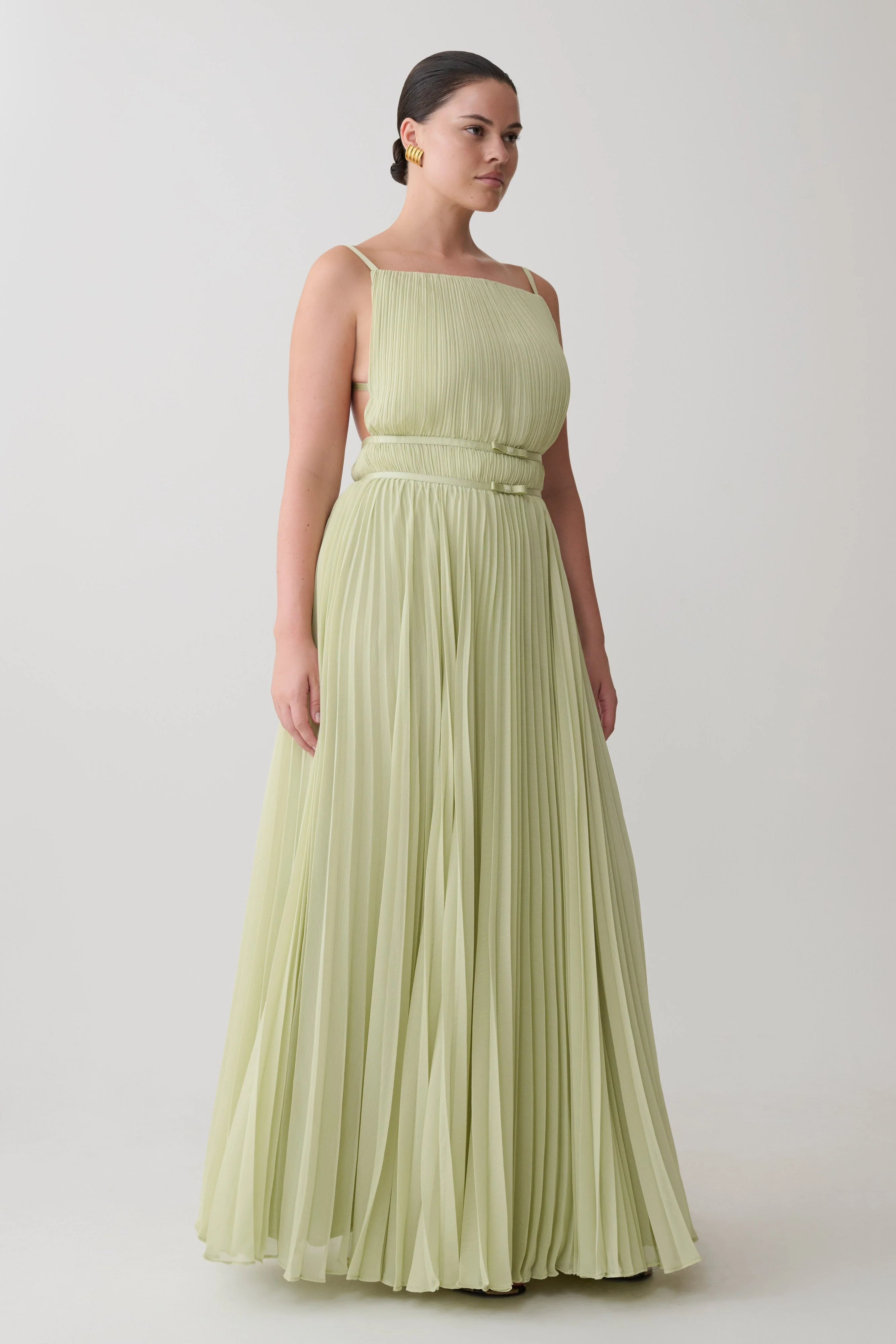 Clarisse Pleated Maxi Dress - Sage