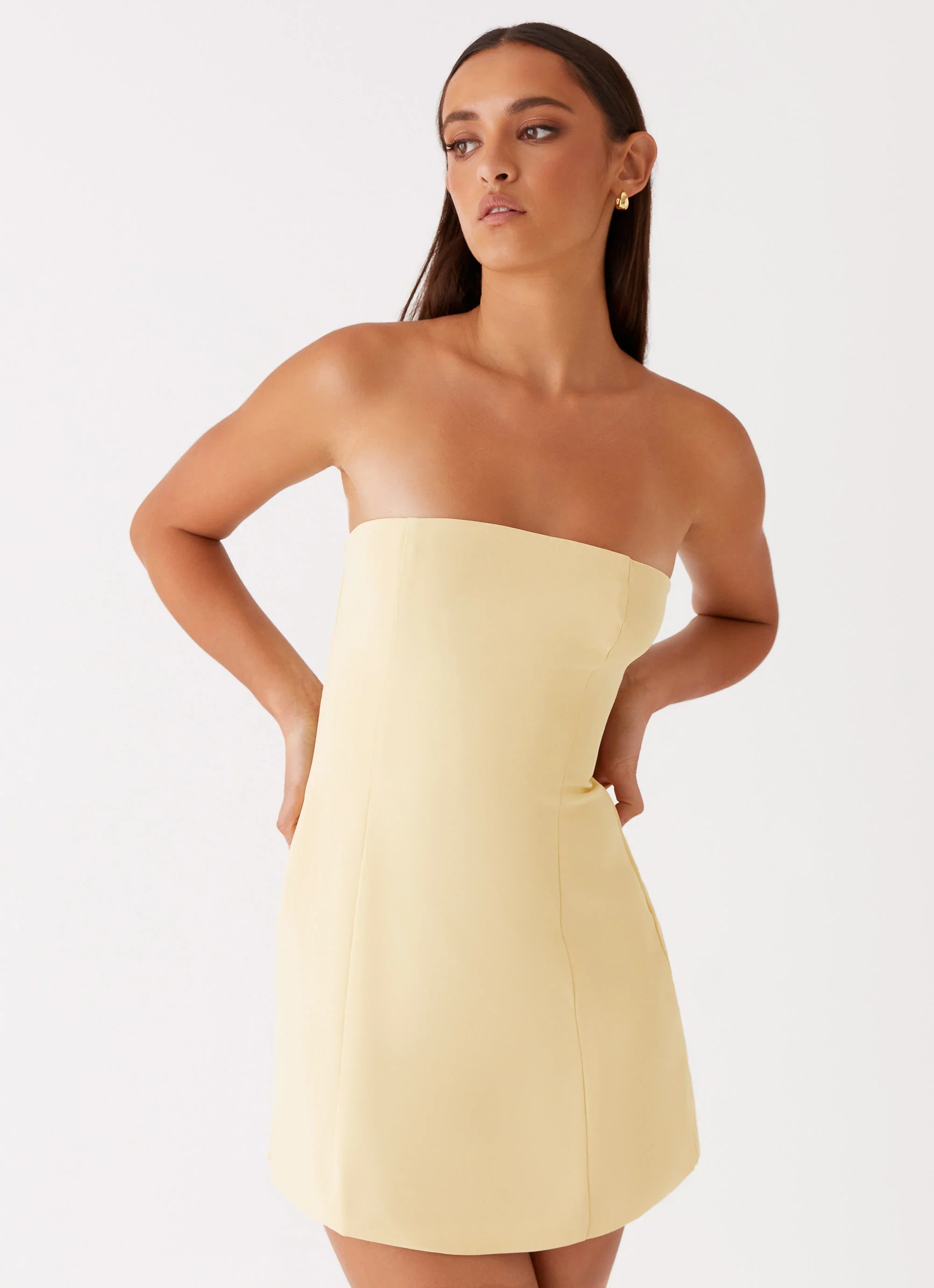 Ayanna Strapless Mini Dress - Yellow - luluinthesky
