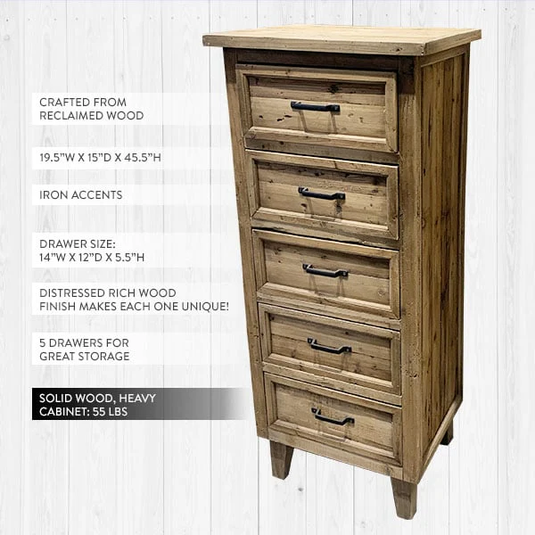 5-Drawer Tall Lingerie Dresser