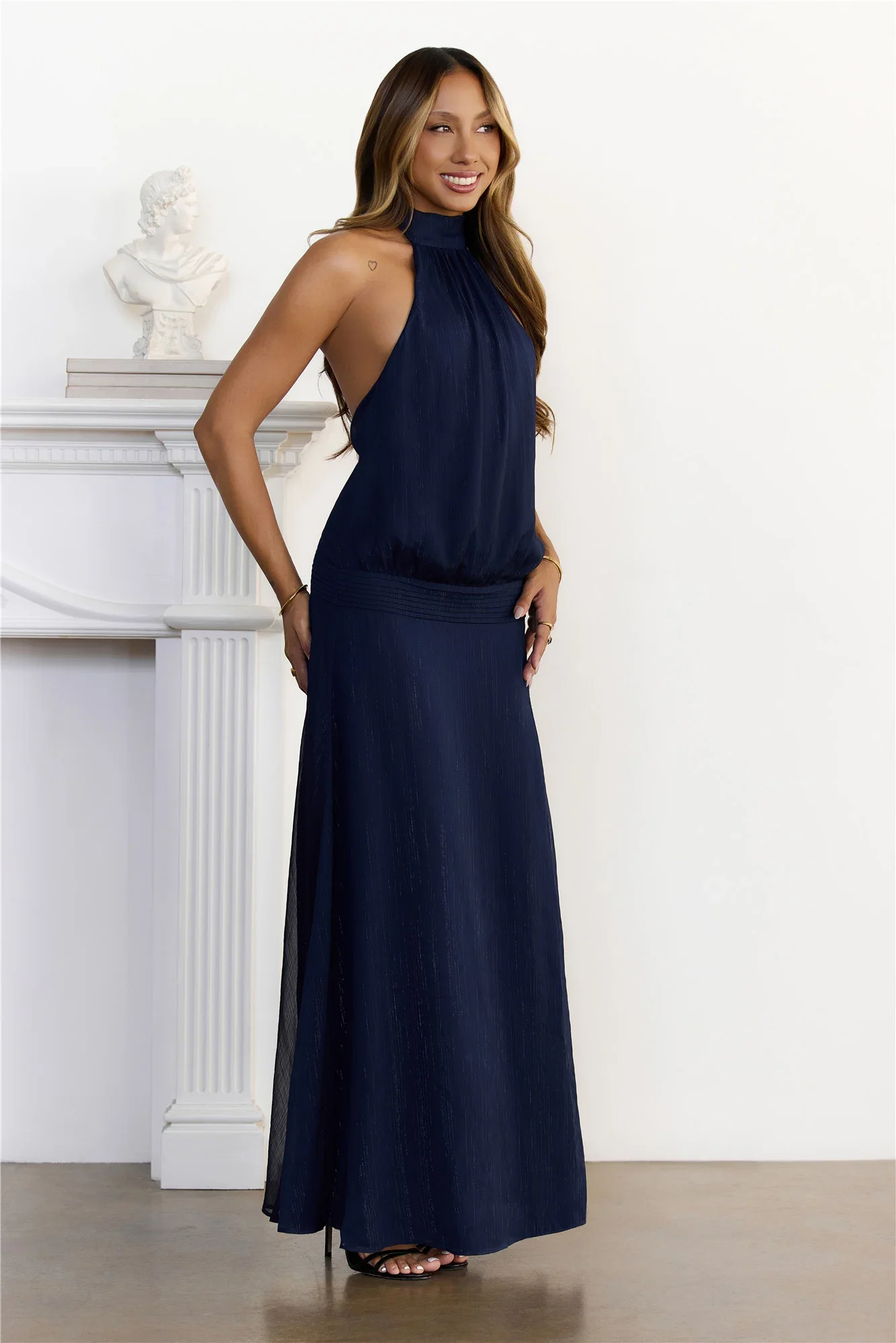 Icon Incoming Halter Maxi Dress Navy