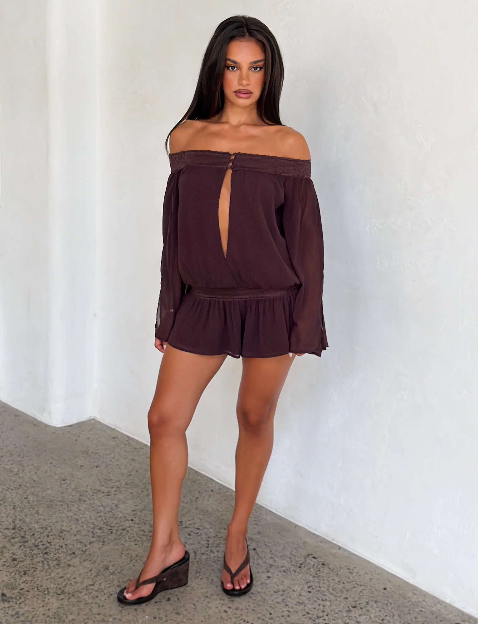 TESSIE PLAYSUIT - BROWN