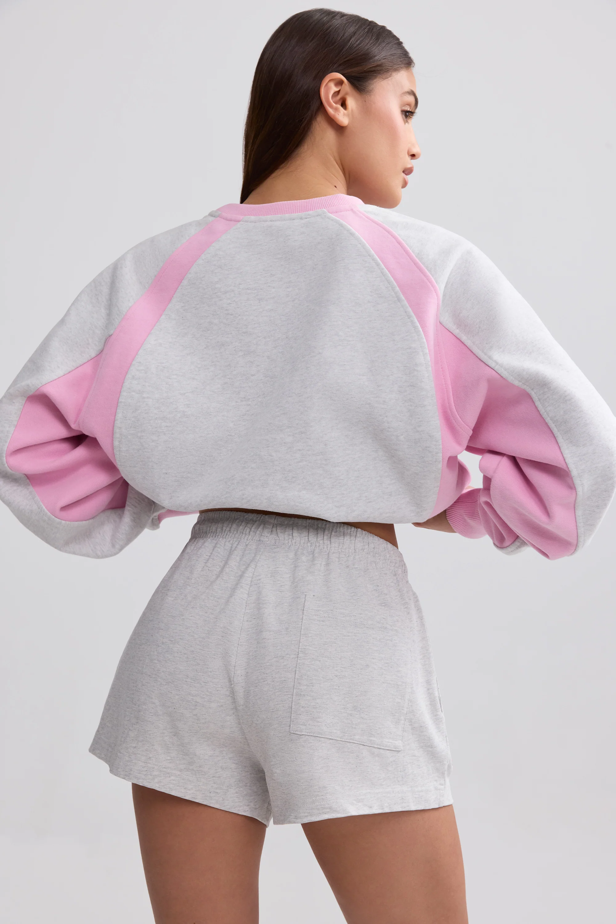 Soft Cotton Jersey Elasticated Mini Shorts in Grey Marl