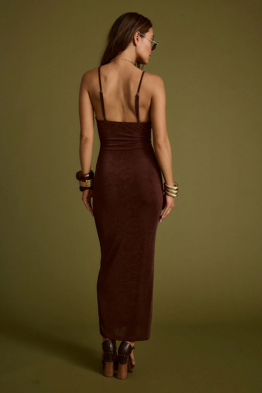 Elena Brown Slinky Dress