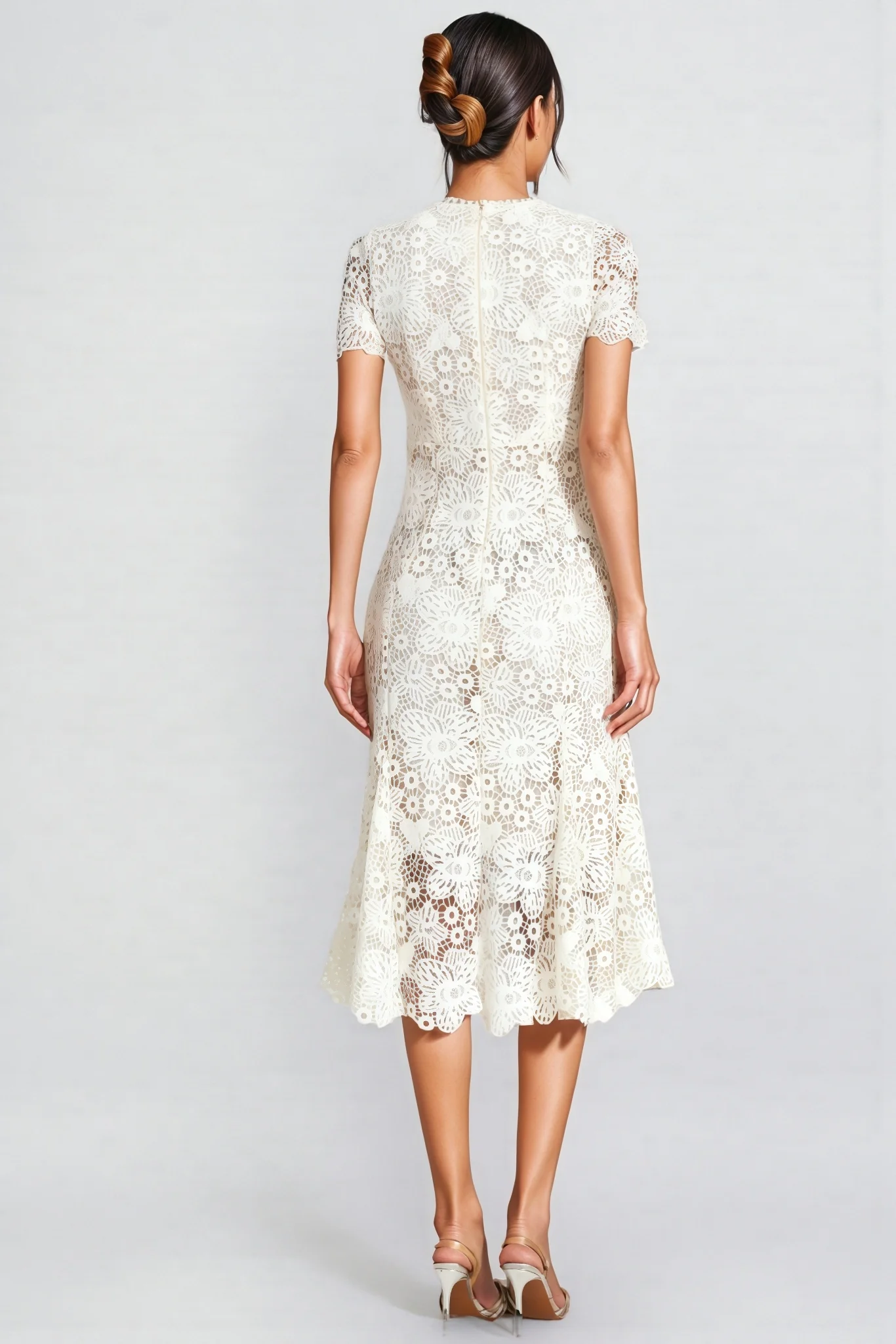 Nolaty beige Lace Mermaid Maxi Dress